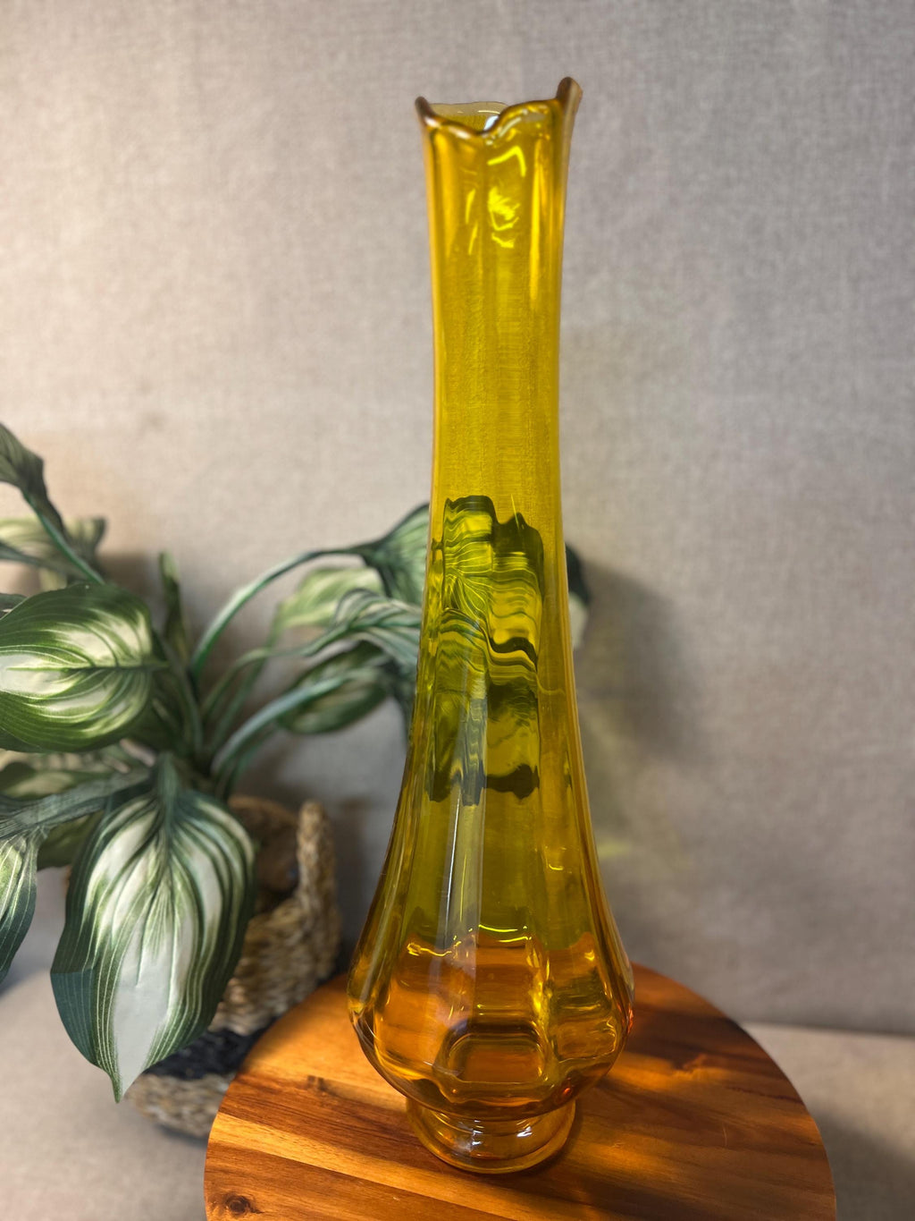 Kanawha Glass Mid Century Modern Amber Swung Vase Glows