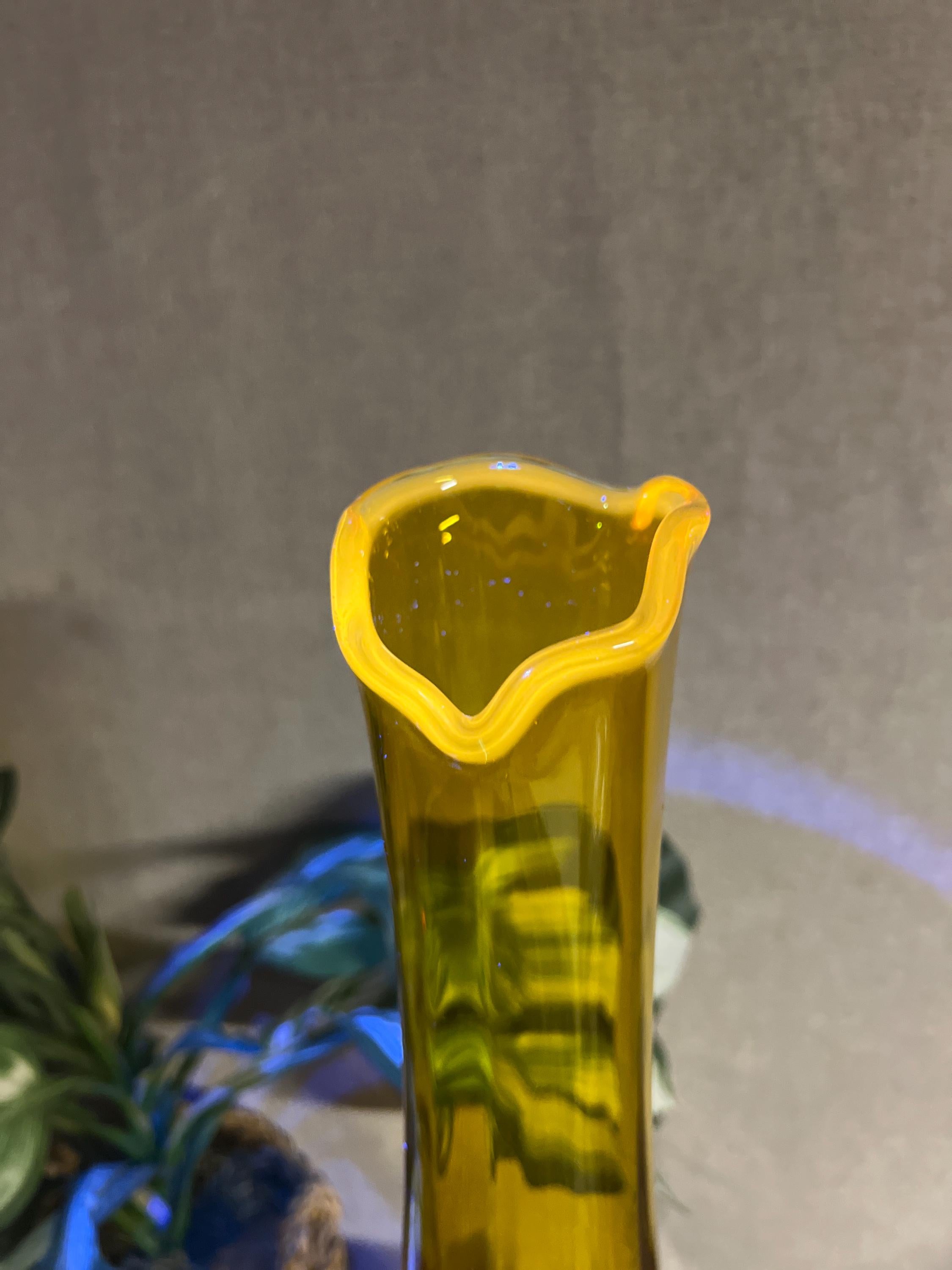 Kanawha Glass Mid Century Modern Amber Swung Vase Glows
