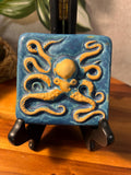 Gretchen Kramp Ceramic Octopus ART TILE 4" Square Blue Brown