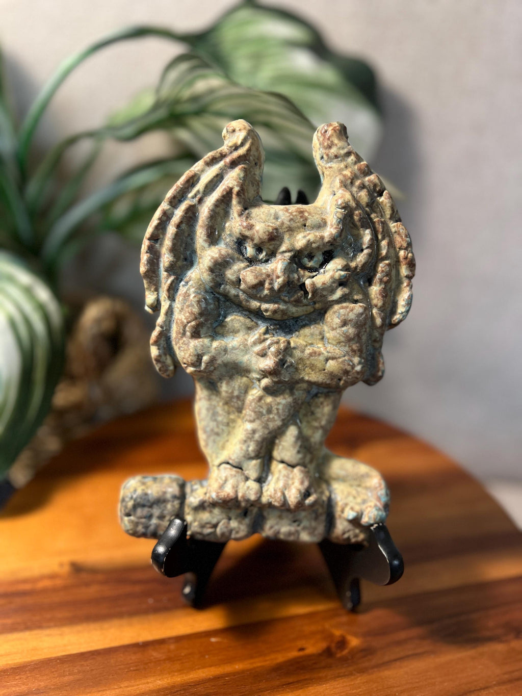 Vintage Pottery Tile Ceramic Gargoyle artist signed