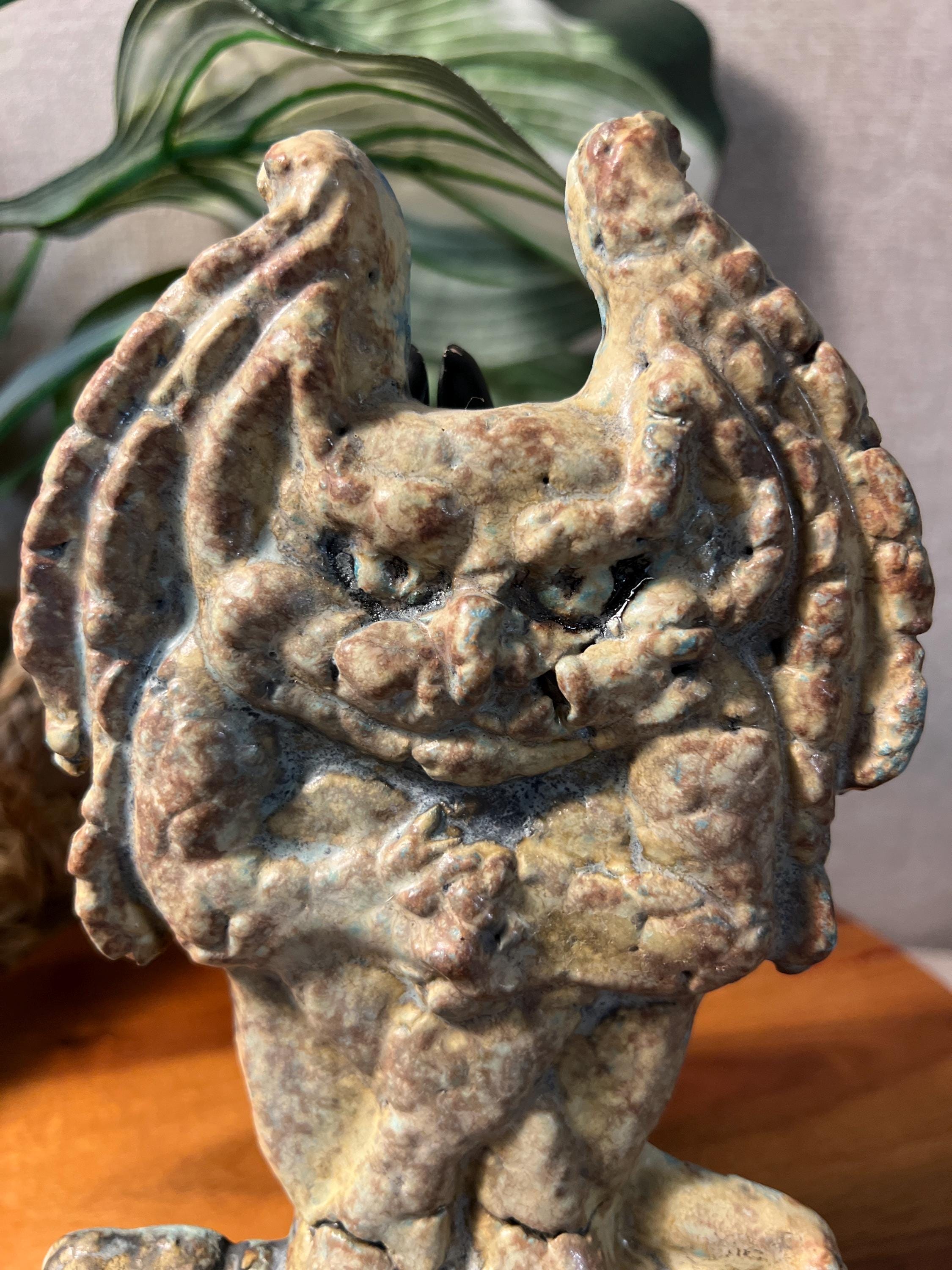 Vintage Pottery Tile Ceramic Gargoyle artist signed