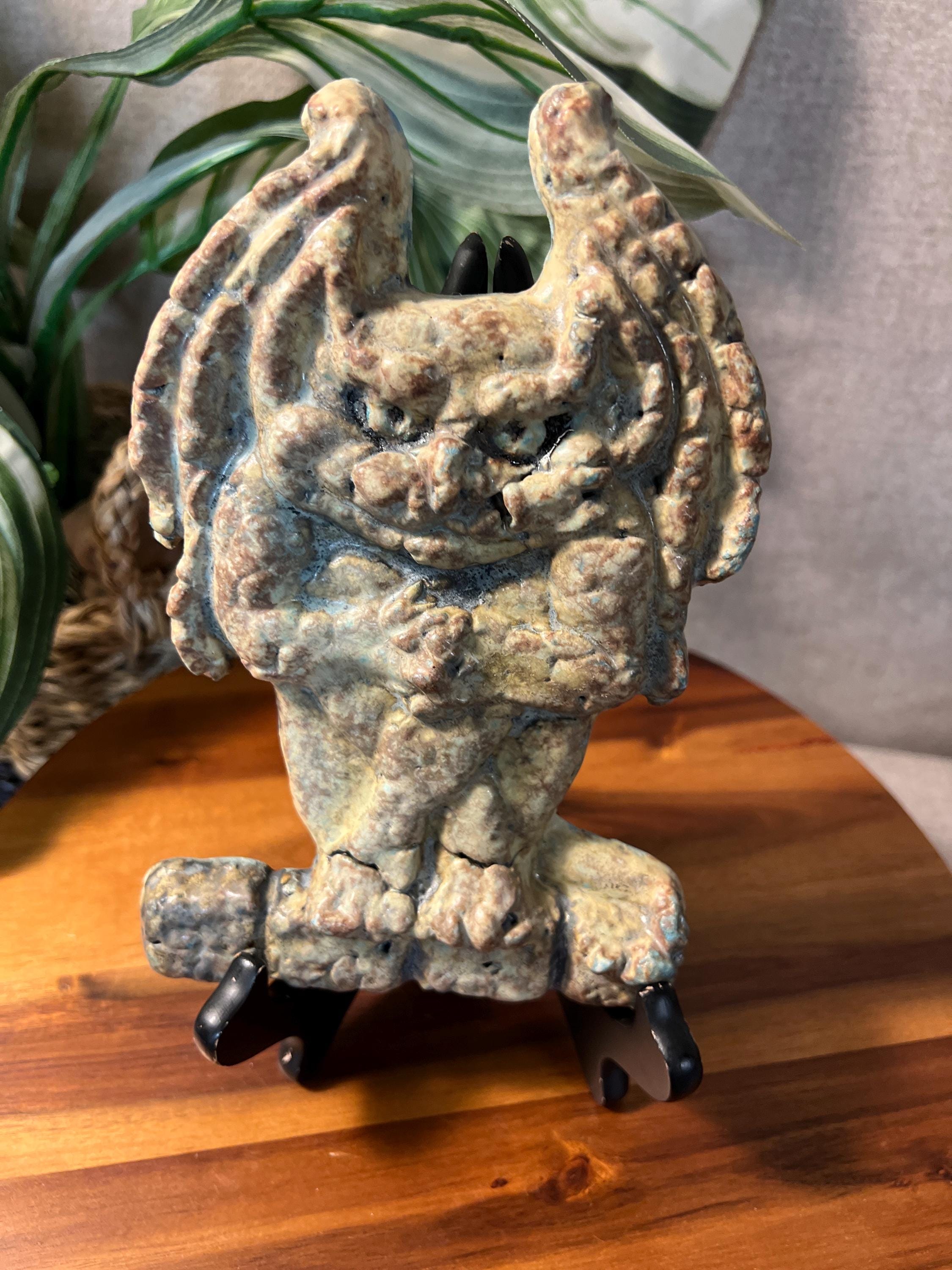 Vintage Pottery Tile Ceramic Gargoyle artist signed