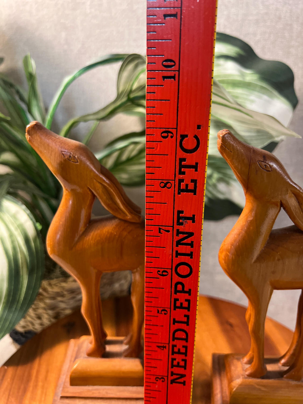 Hand Carved Wooden Gazelle Deer Figurine Set