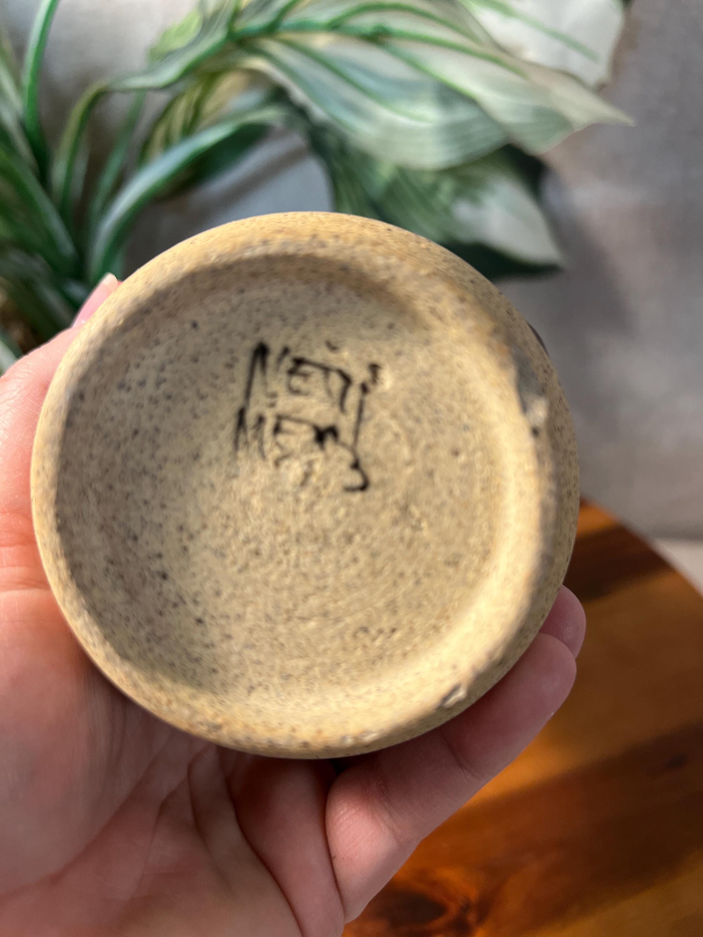 Netzi Mexican Pottery Sandstone Vase Glazed Flowers Fern Folk Art Bird