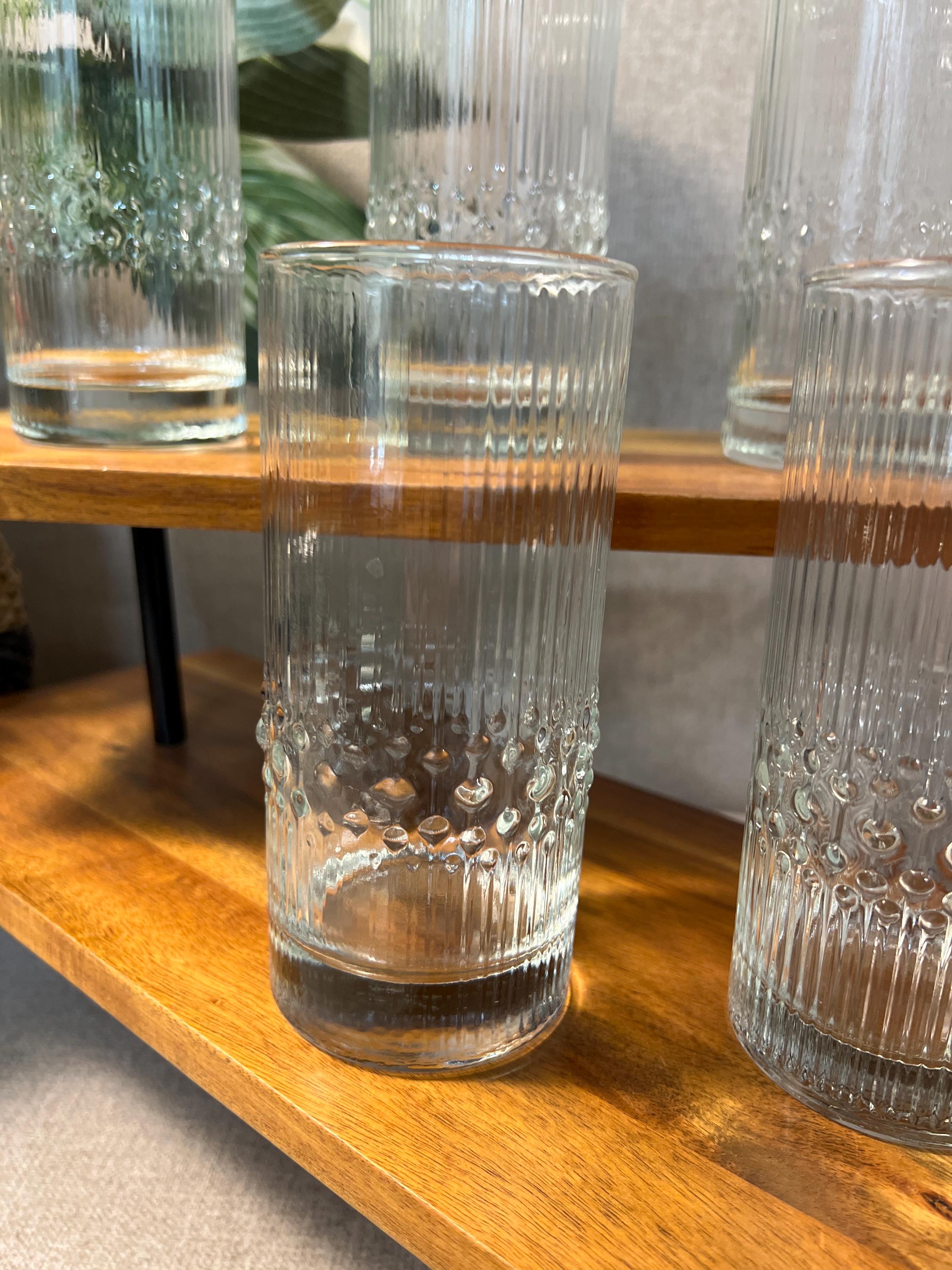 Set of 7 Vintage Durobor Alaska 6 Textured Cocktail Bar Glasses Made In Belgium EUC