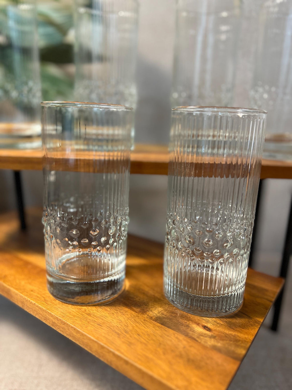 Set of 7 Vintage Durobor Alaska 6 Textured Cocktail Bar Glasses Made In Belgium EUC