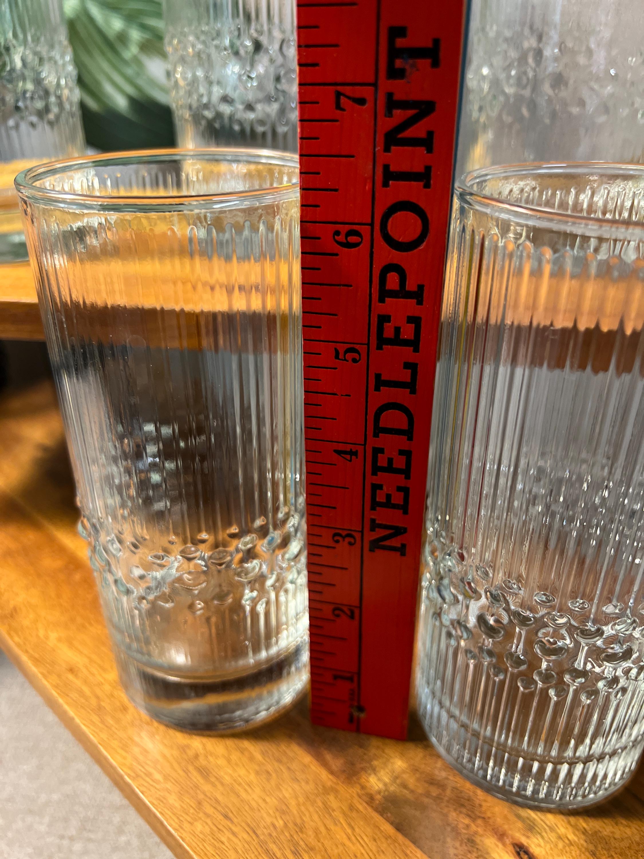 Set of 7 Vintage Durobor Alaska 6 Textured Cocktail Bar Glasses Made In Belgium EUC