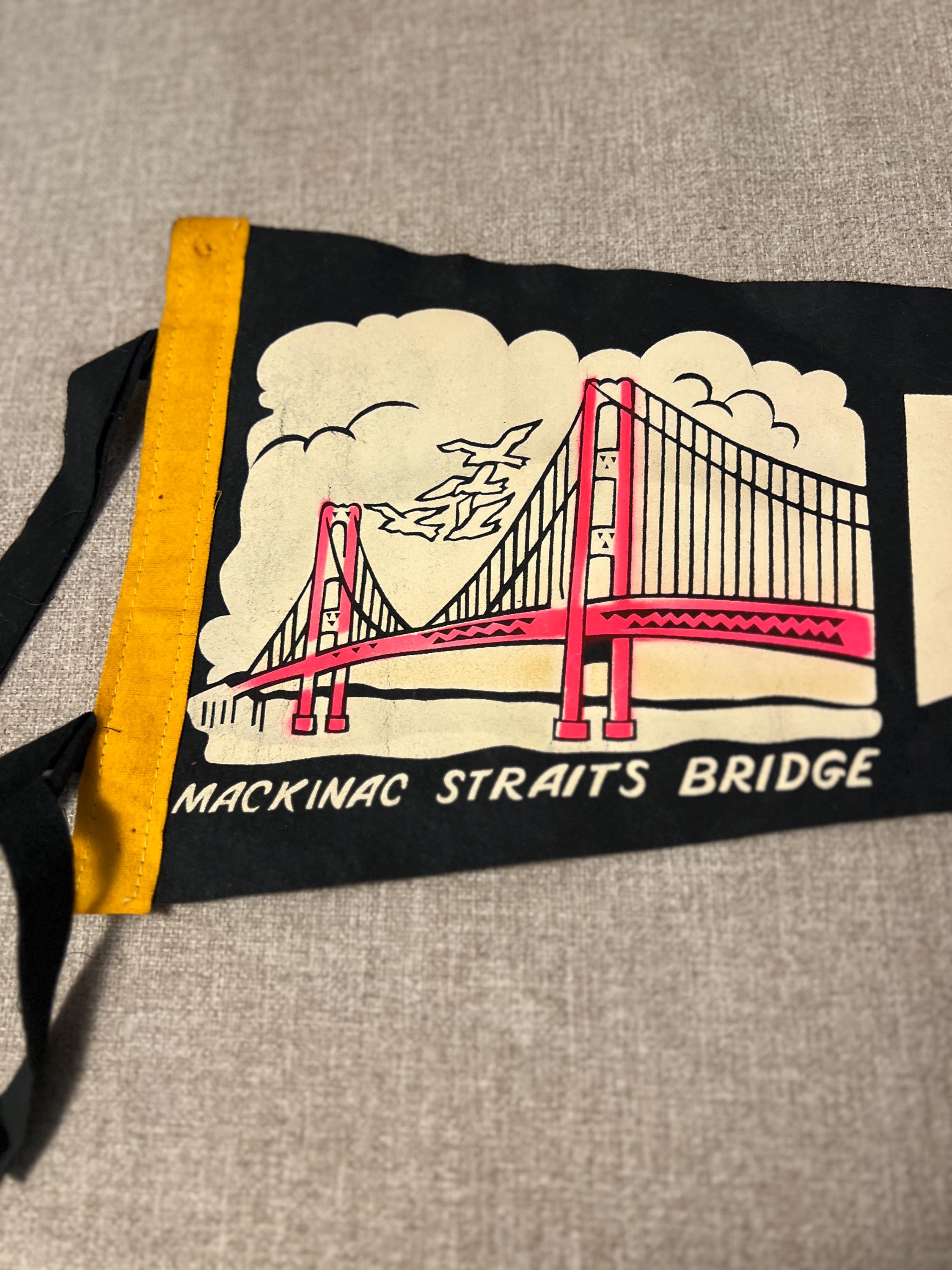 Vintage Macinaw City Pennant 27x7.5