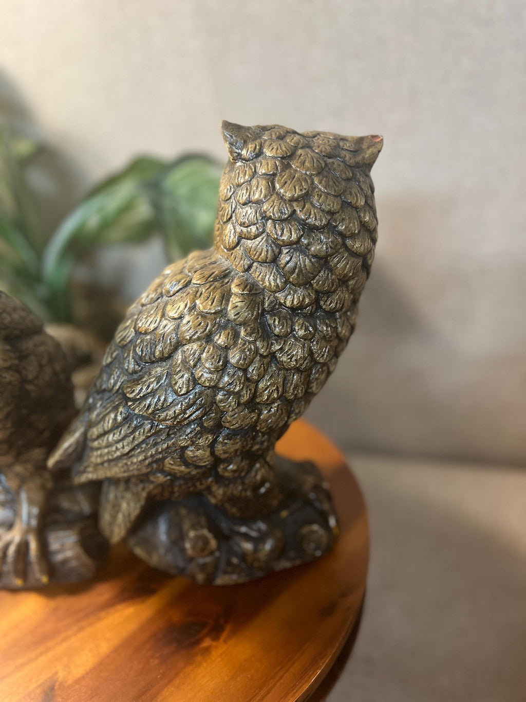 Pair of Owl Figurines Chalkware 10