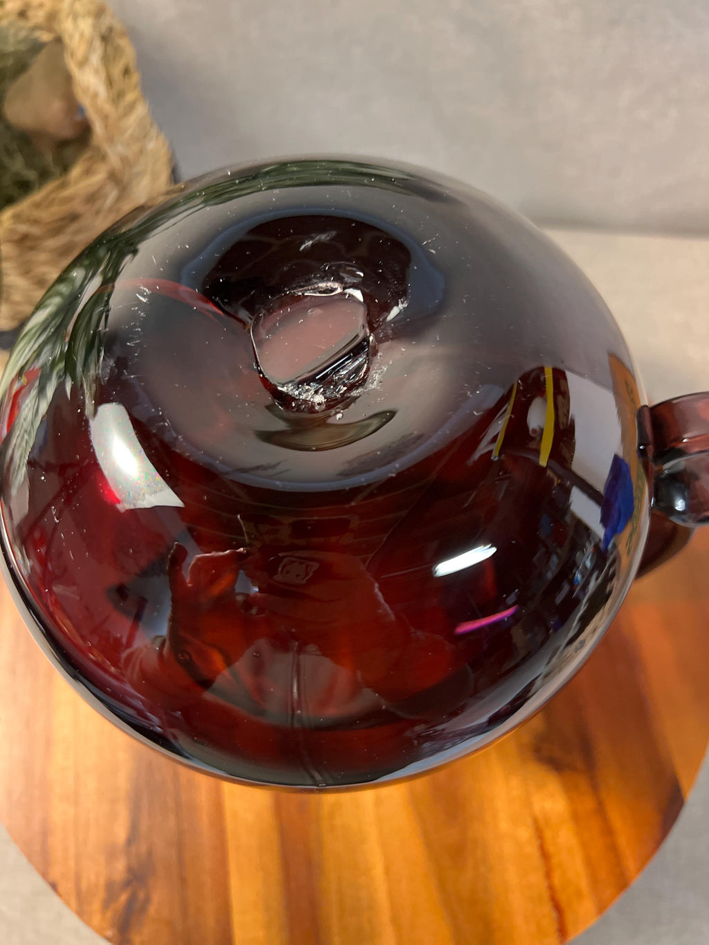 Blenko Double Handle Purple Hand Blown Glass Pitcher