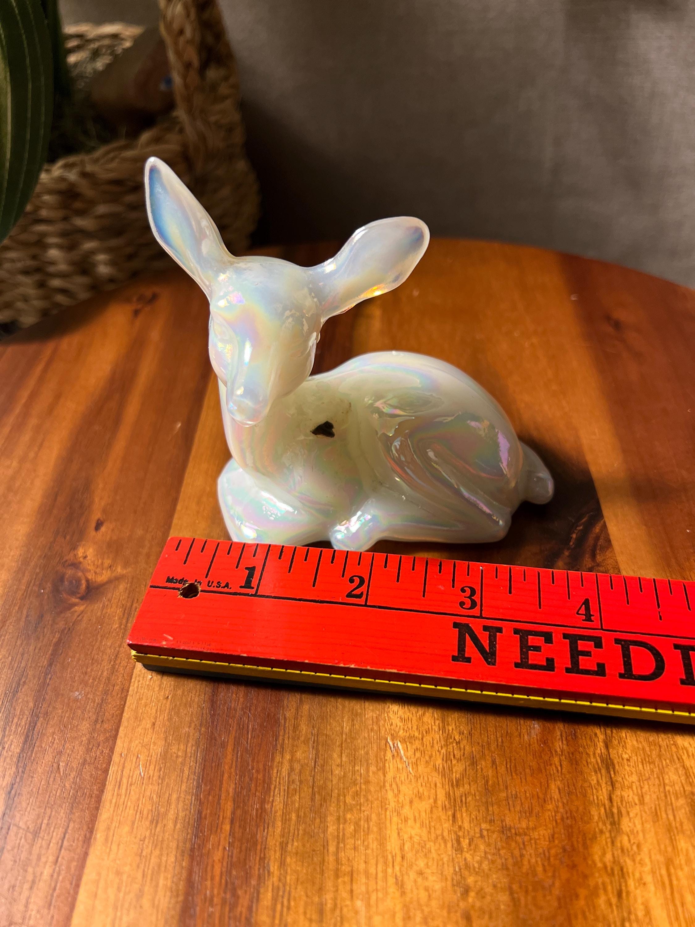 Fenton Iridescent Opalescent Fawn Deer Doe Art Glass