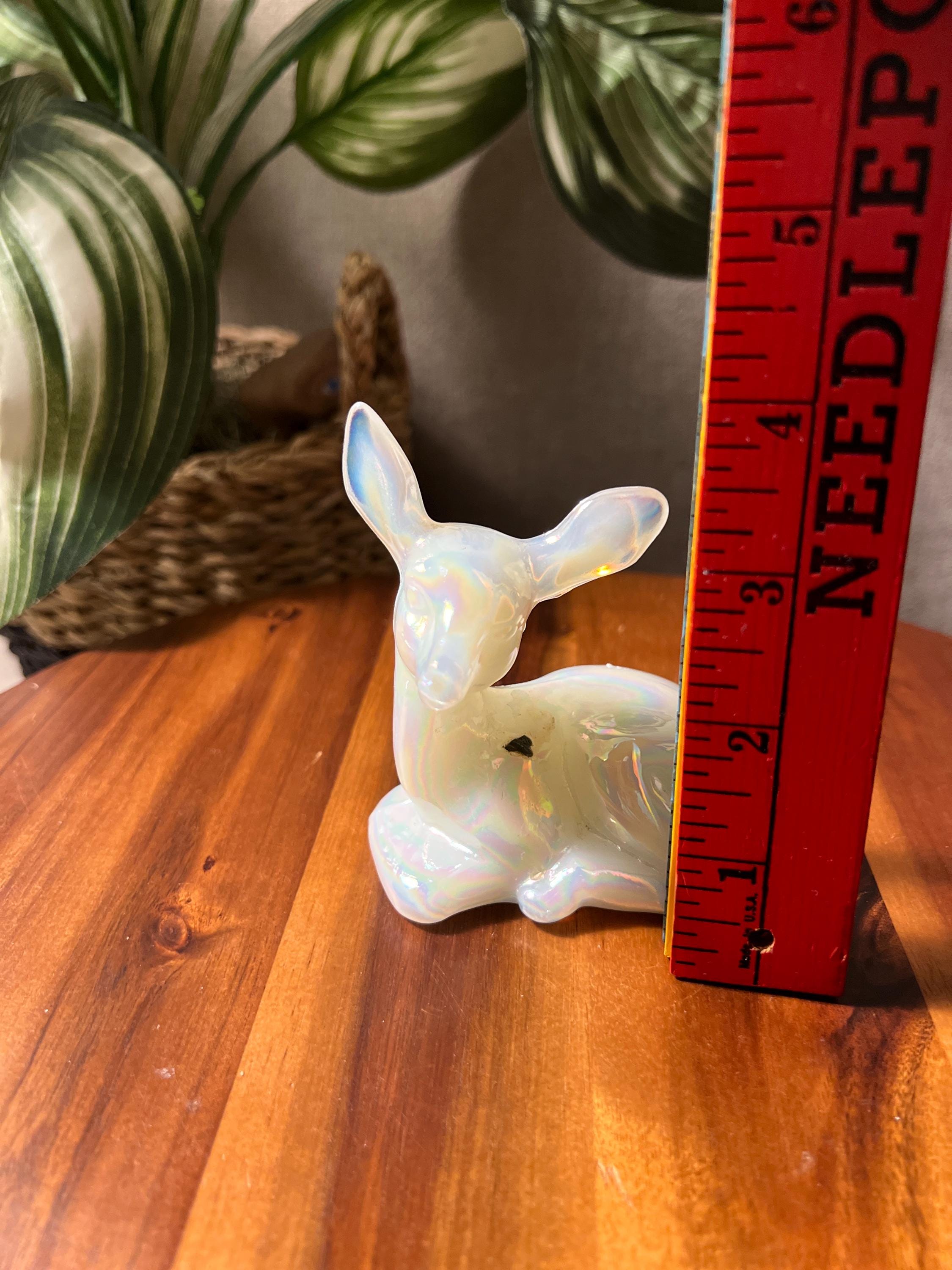 Fenton Iridescent Opalescent Fawn Deer Doe Art Glass