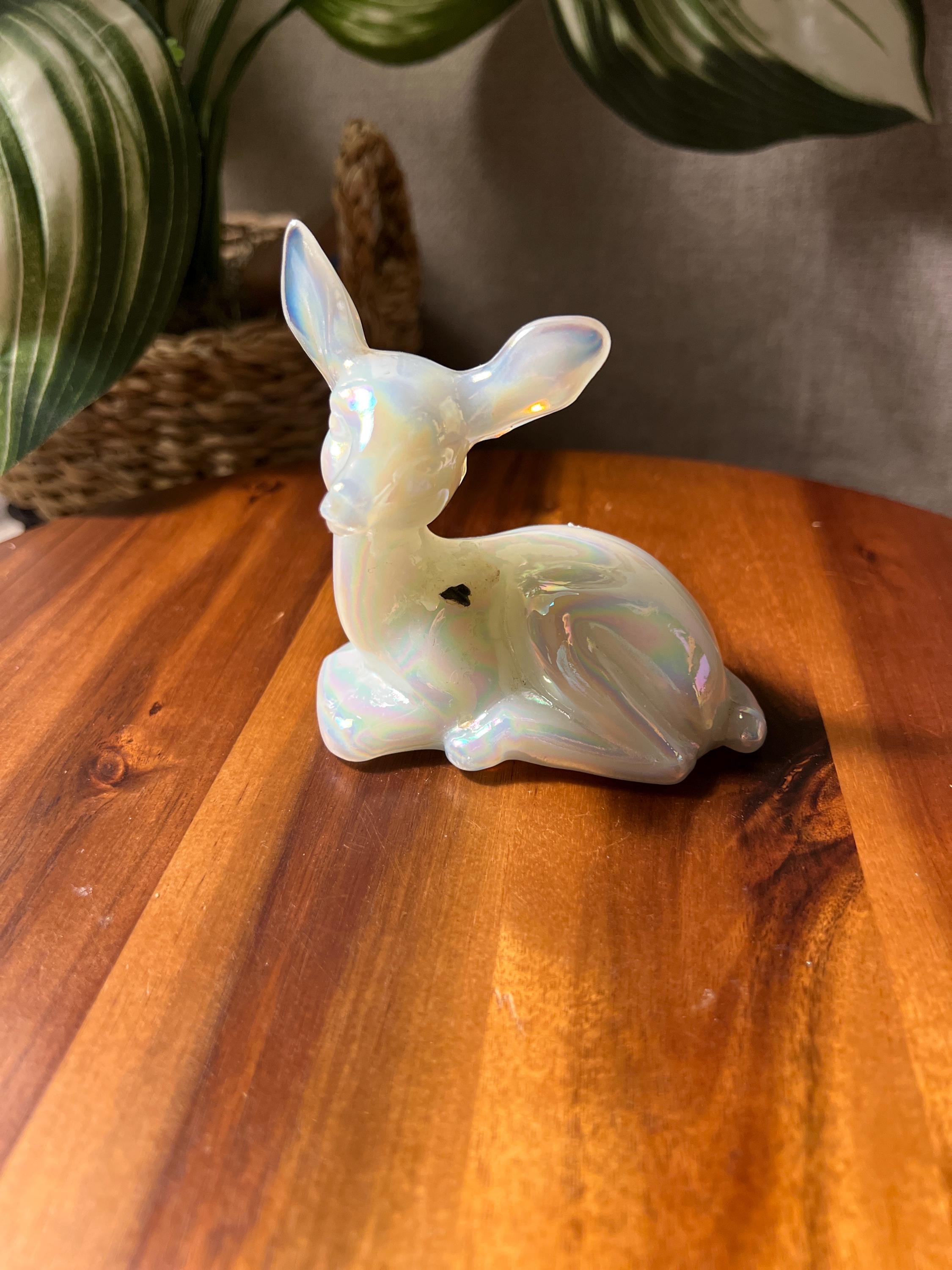 Fenton Iridescent Opalescent Fawn Deer Doe Art Glass