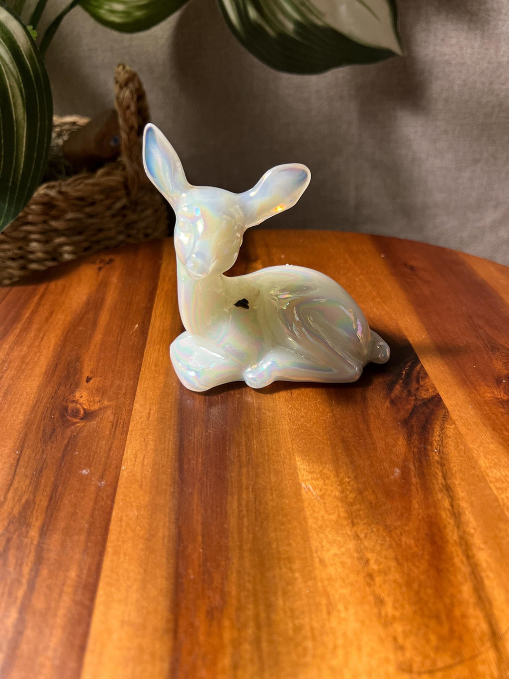 Fenton Iridescent Opalescent Fawn Deer Doe Art Glass