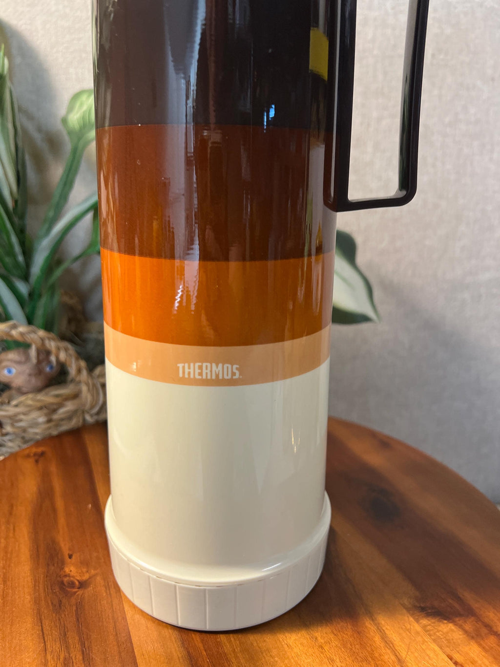 VINTAGE Thermos 1980s Retro Striped Brown/rust/orange great condition