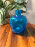 Blenko Blue Crackle Glass Vase 6424 Joel Myers Vtg MCM