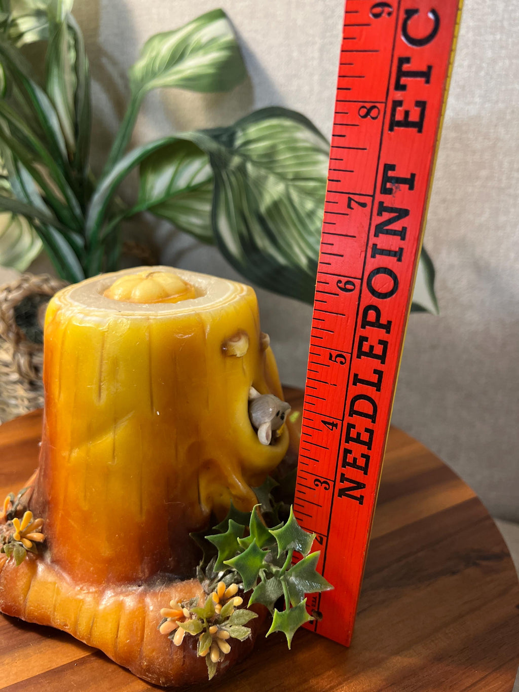 Middle Earth Candle House Stump Candle 70s Vtg Gnome Mushroom with Gnome Handmade