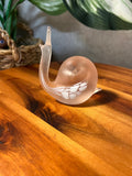 Vtg Murano Style Hand Blown Pink Mottled/White Art Glass Snail Paperweight