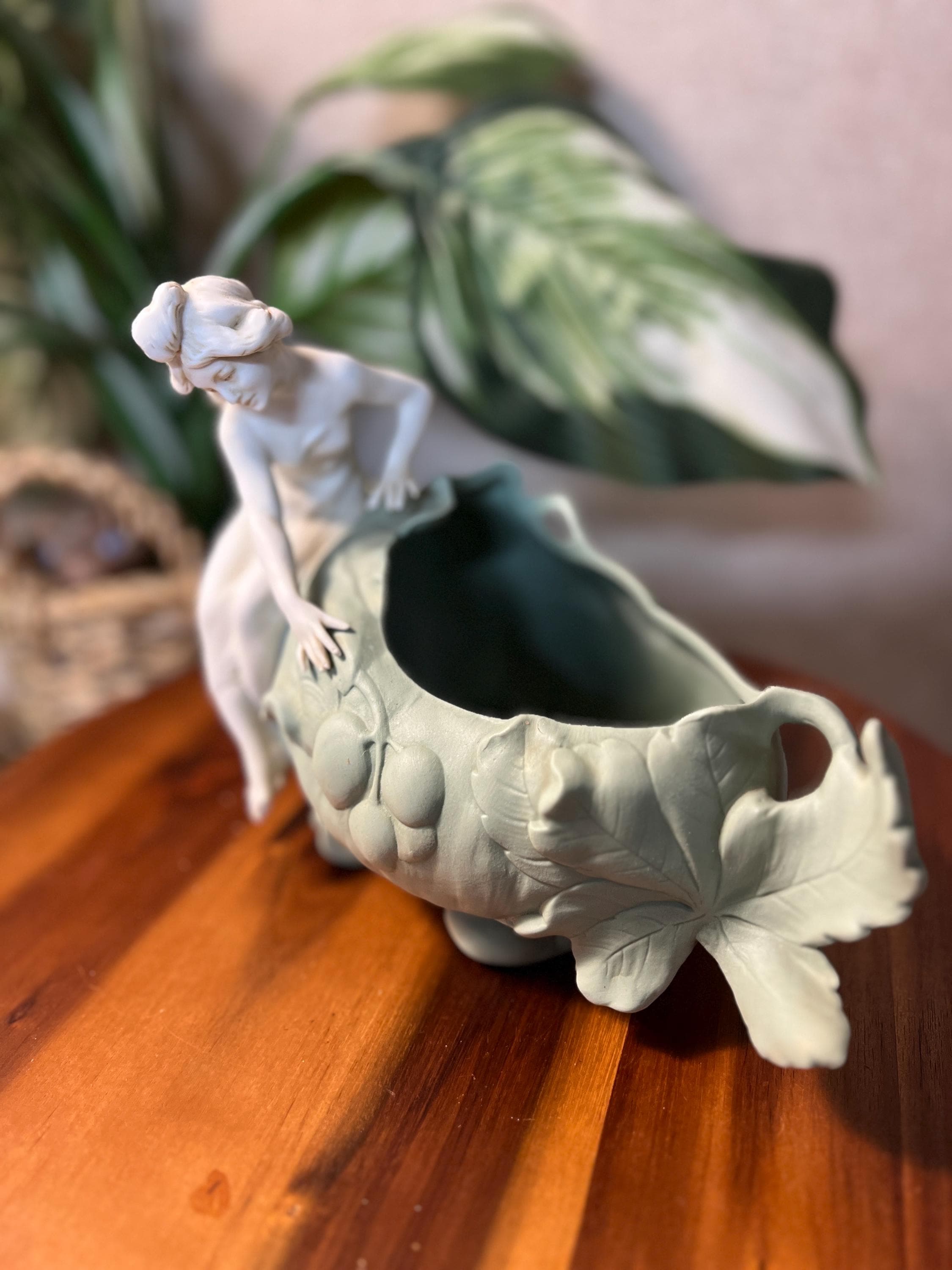 Antique Large Royal Dux Porcelain Figurine Girl Nymph Art