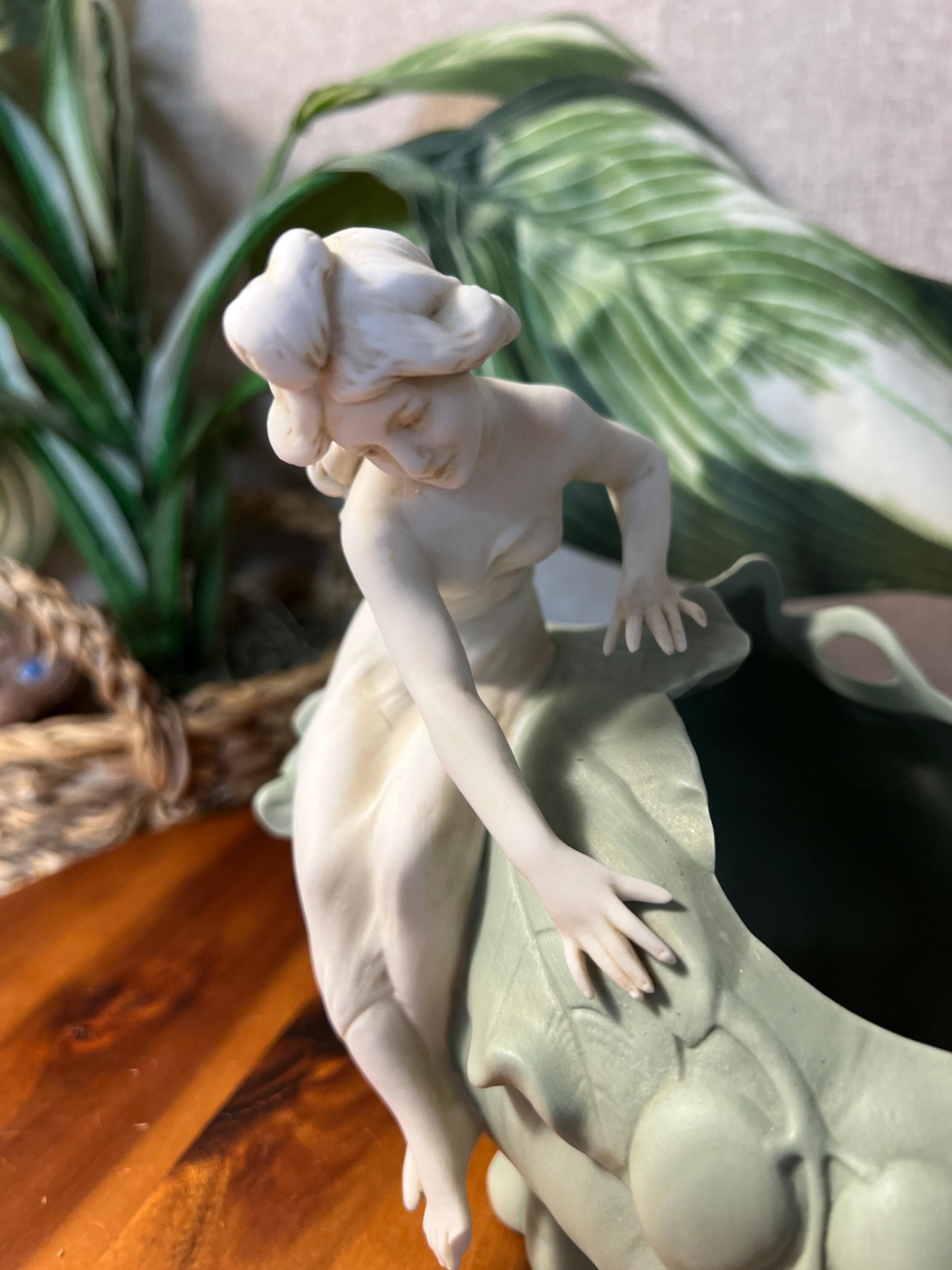 Antique Large Royal Dux Porcelain Figurine Girl Nymph Art