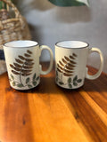MCM stoneware leaf design mugs set of 2 vintage