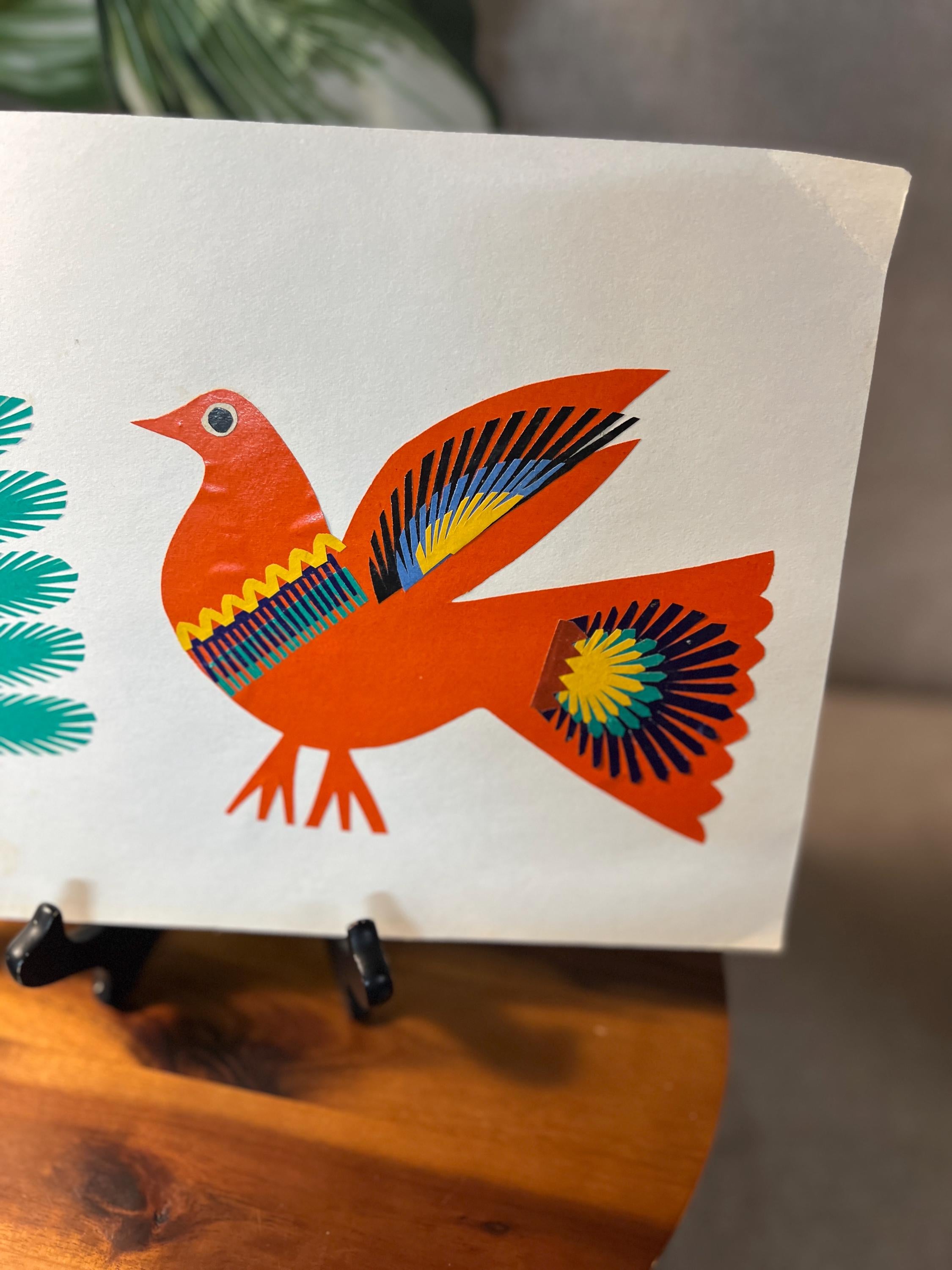 Colorful Polish Folk Art Sztuka Wycinanka Lowicka Paper Cut Out Bird