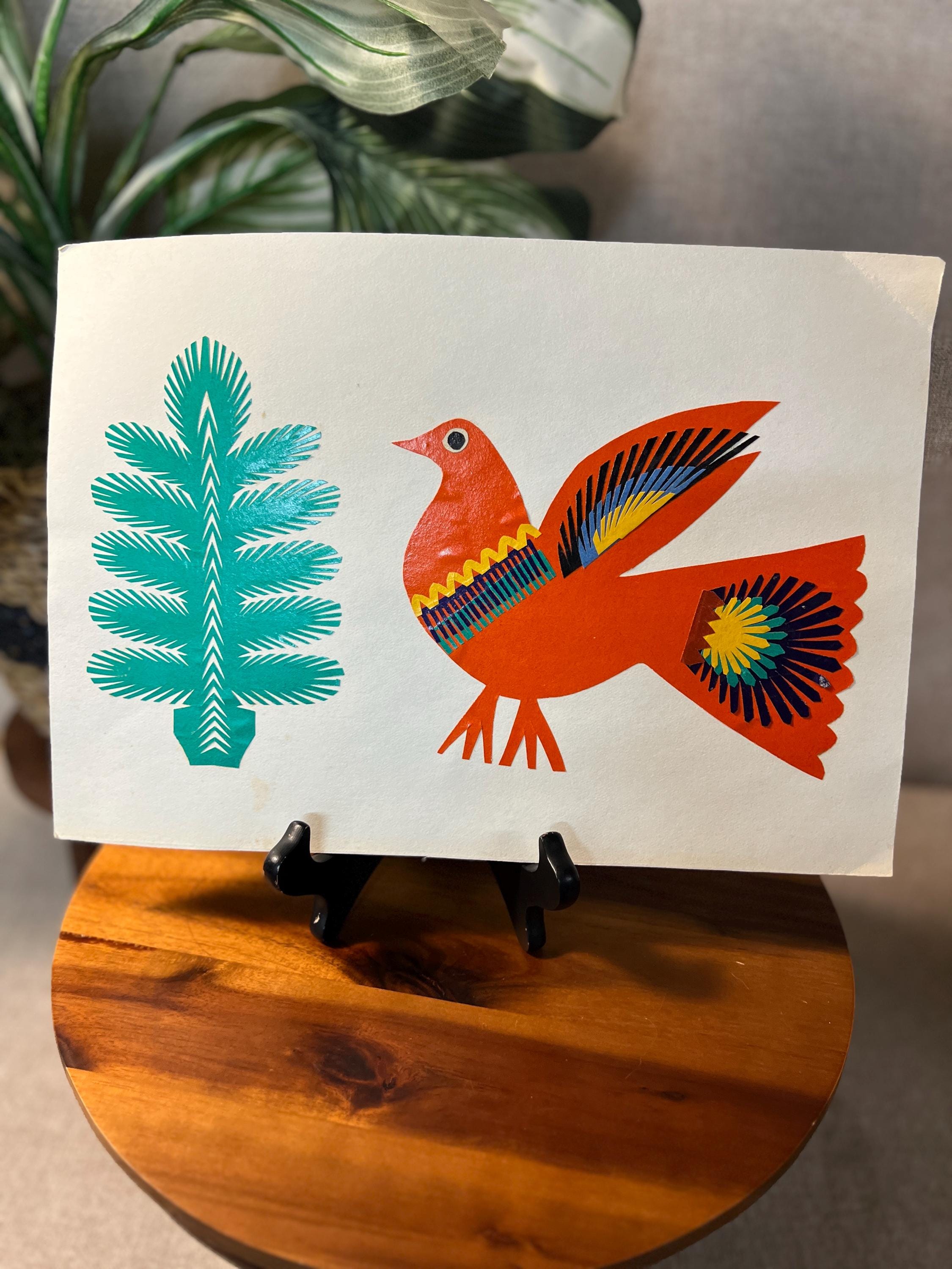 Colorful Polish Folk Art Sztuka Wycinanka Lowicka Paper Cut Out Bird