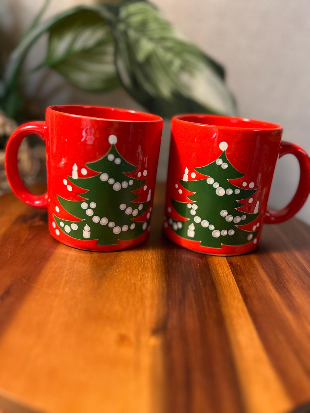 Vintage Waechtersbach Red Christmas Tree Coffee Cups /Mugs From WEST GERMANY