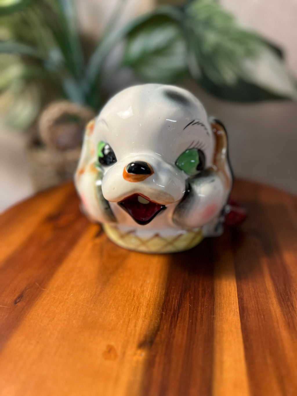 Vintage Chalkware Puppy Dog String Holder 4 1/2" Tall
