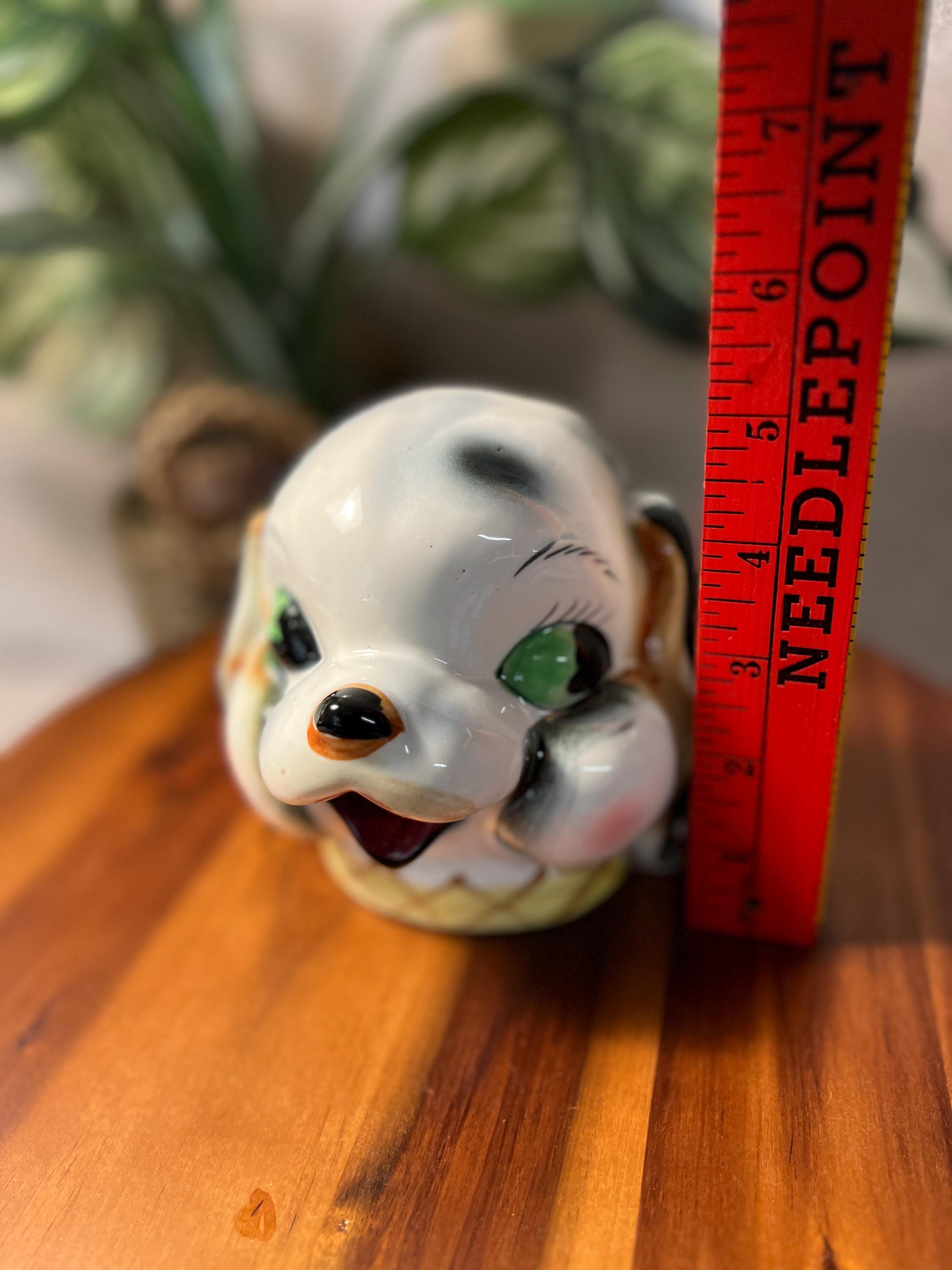 Vintage Chalkware Puppy Dog String Holder 4 1/2" Tall