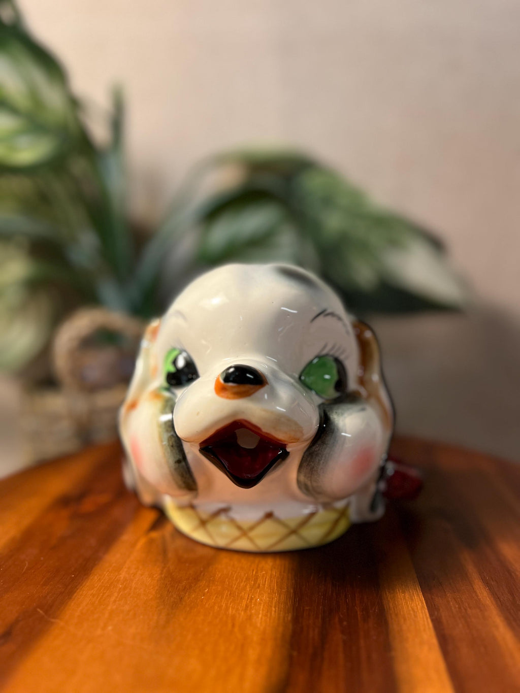 Vintage Chalkware Puppy Dog String Holder 4 1/2" Tall