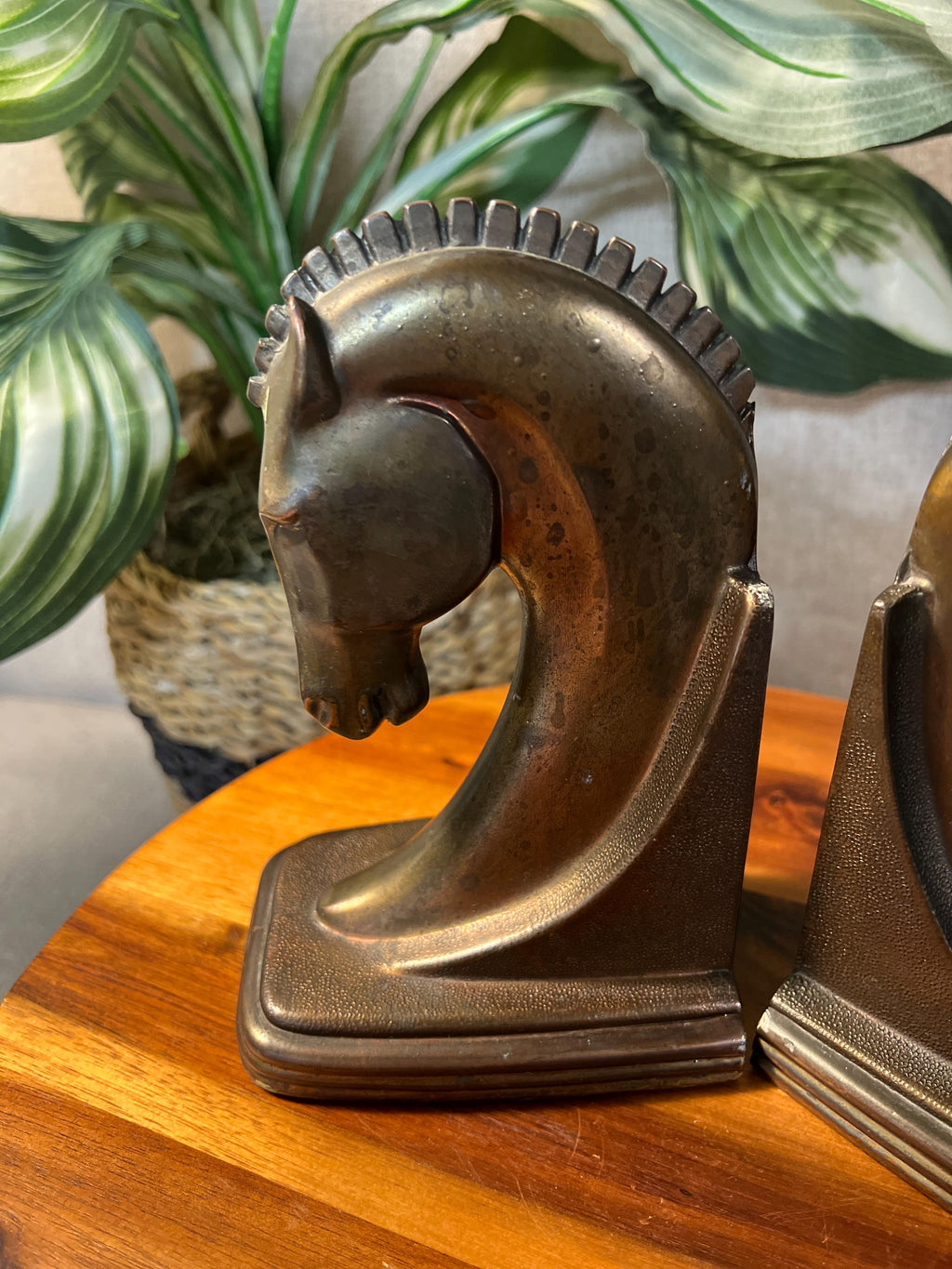 Vintage Copper Plated Art Deco Machine Age Trojan Horse Bookends Dodge Inc USA