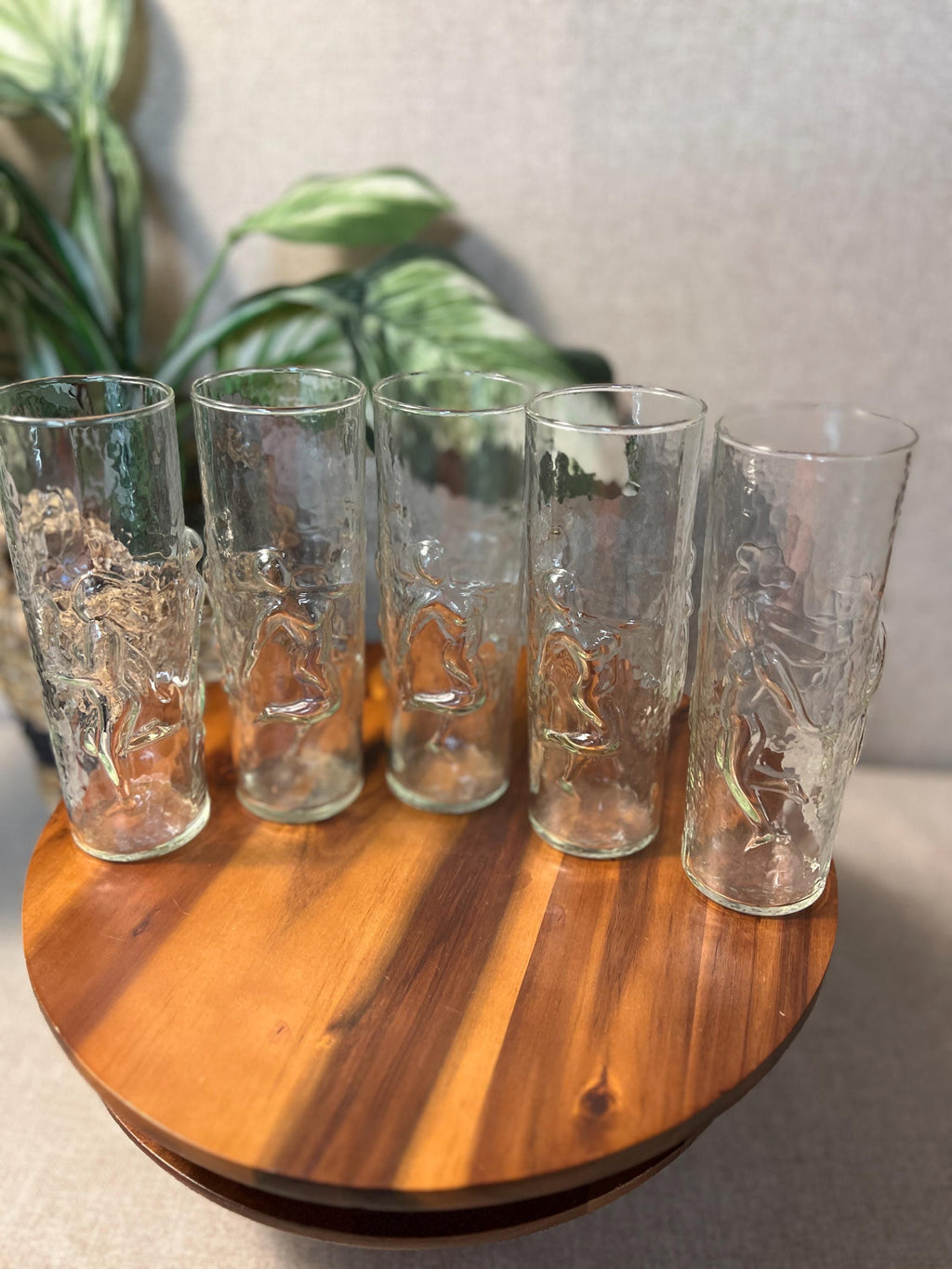 Vintage 5pc Libbey La Femme  Drinking Glasses Nude Women Dancing Tumblers 7.25"