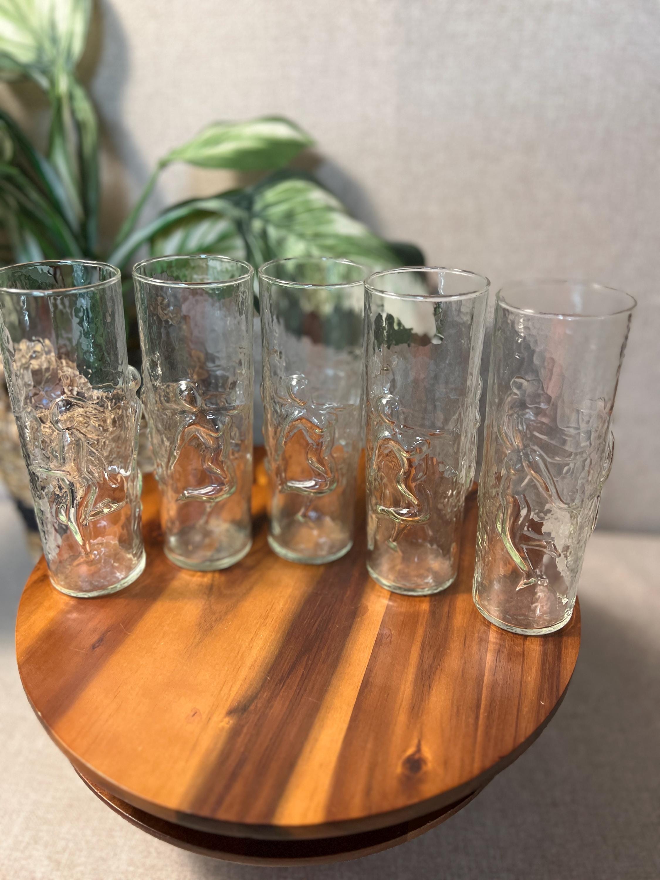 Vintage 5pc Libbey La Femme  Drinking Glasses Nude Women Dancing Tumblers 7.25"