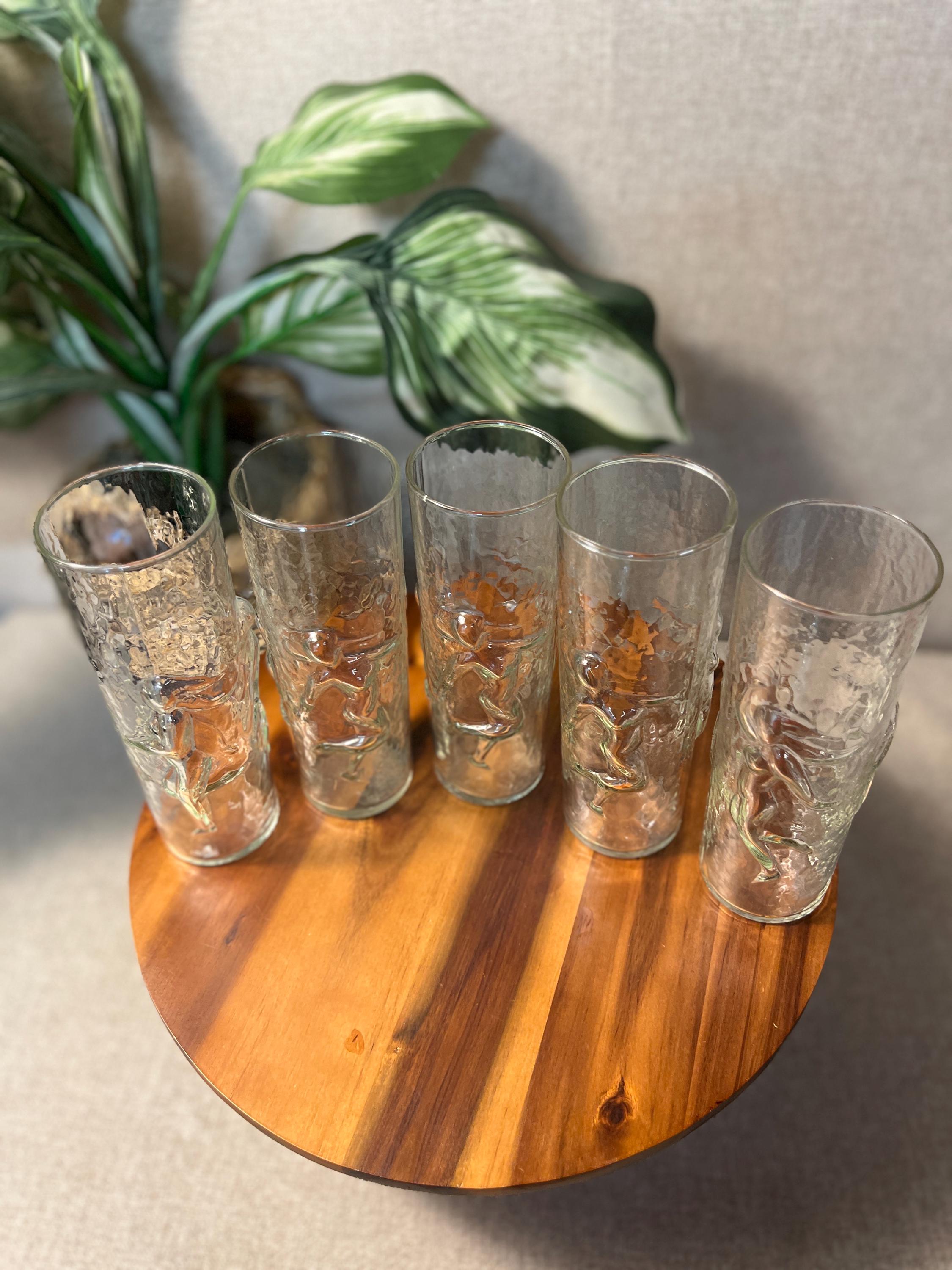 Vintage 5pc Libbey La Femme  Drinking Glasses Nude Women Dancing Tumblers 7.25"
