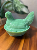 Jadeite Green Milk Glass Hen on Nest Covered Dish 5
