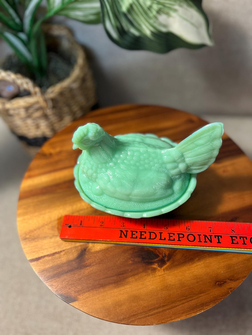 Jadeite Green Milk Glass Hen on Nest Covered Dish 5
