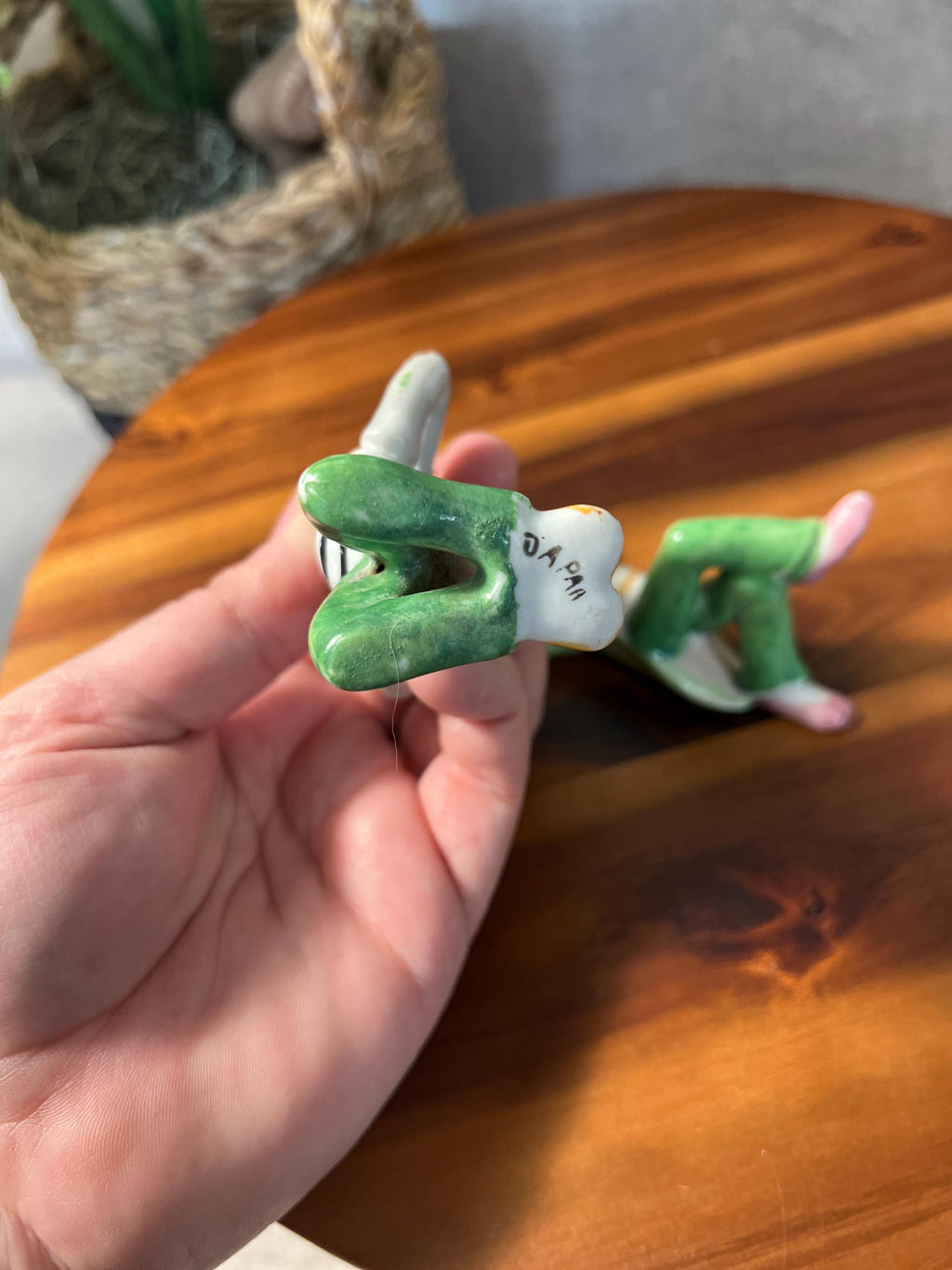 Vintage Japan Set of 2 Anthropomorphic Cricket  Bugs Insect Figurine Green & Gold