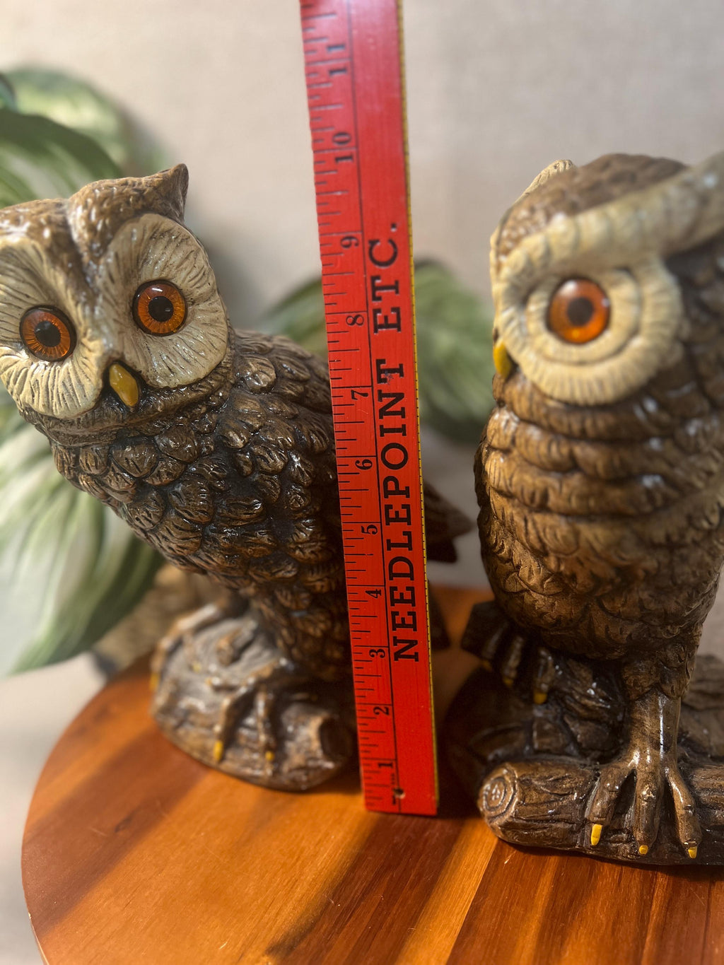 Pair of Owl Figurines Chalkware 10