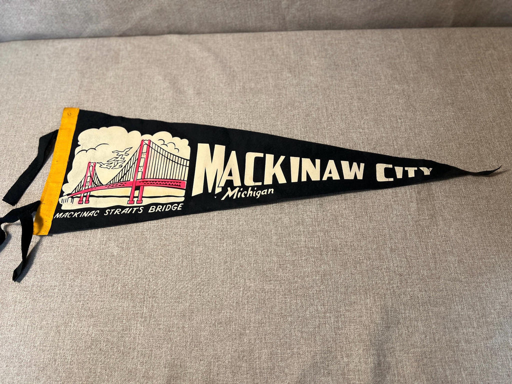 Vintage Macinaw City Pennant 27x7.5