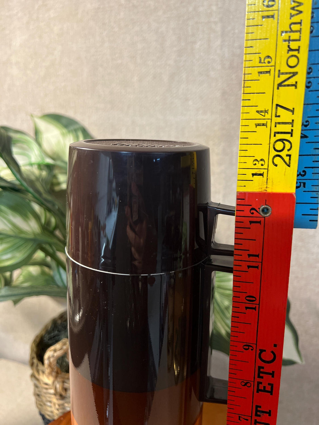 VINTAGE Thermos 1980s Retro Striped Brown/rust/orange great condition