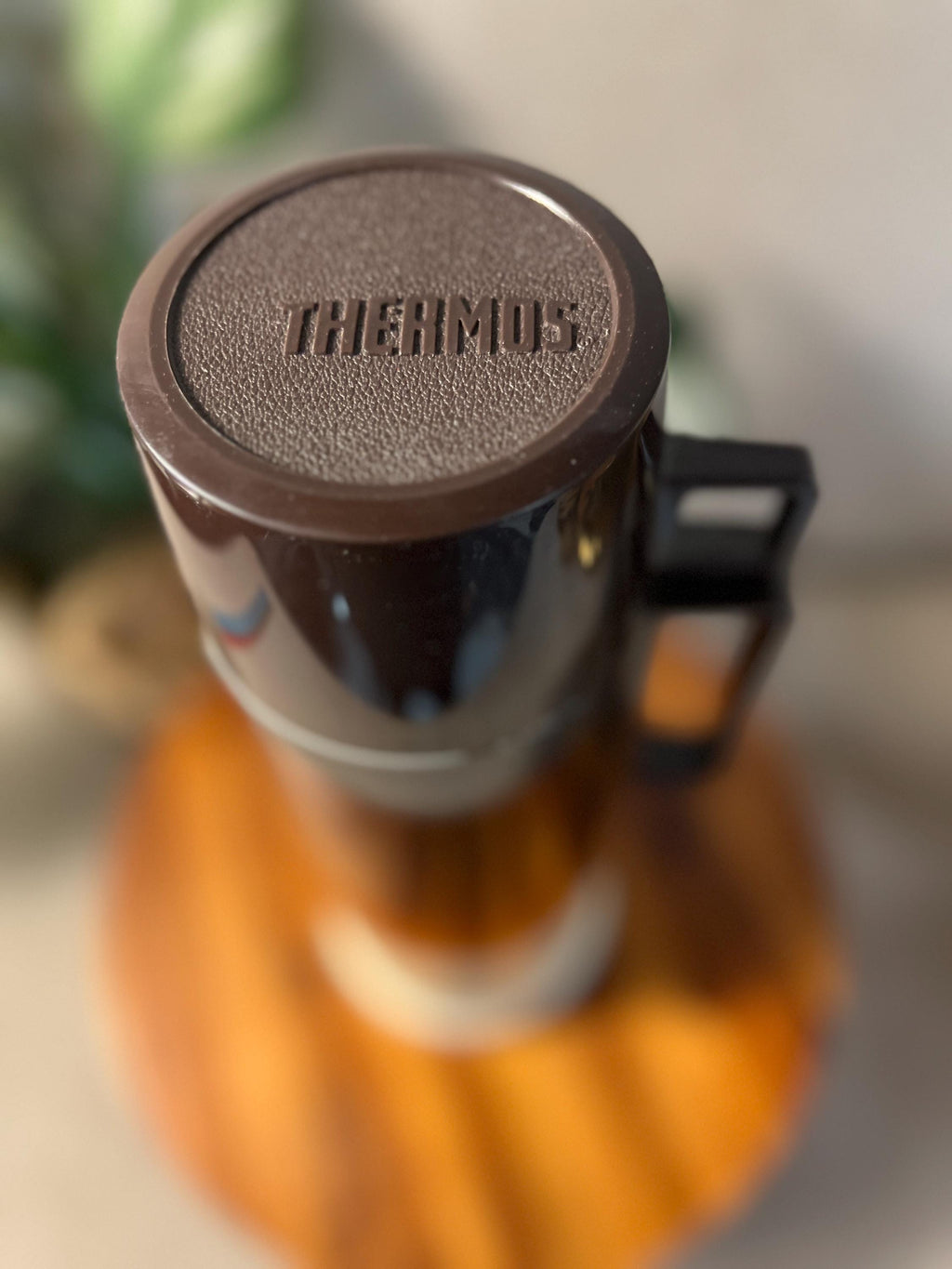 VINTAGE Thermos 1980s Retro Striped Brown/rust/orange great condition