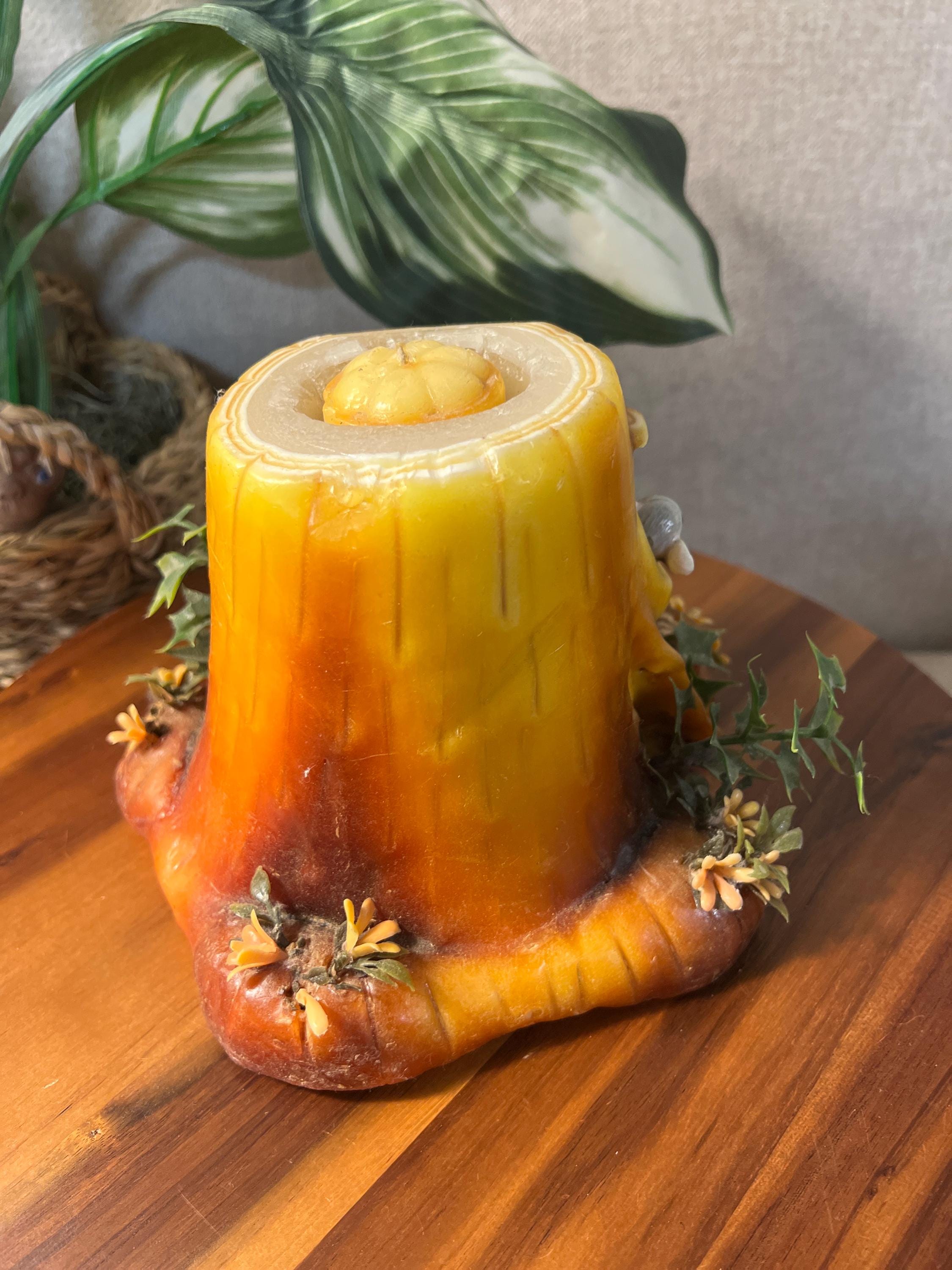 Middle Earth Candle House Stump Candle 70s Vtg Gnome Mushroom with Gnome Handmade