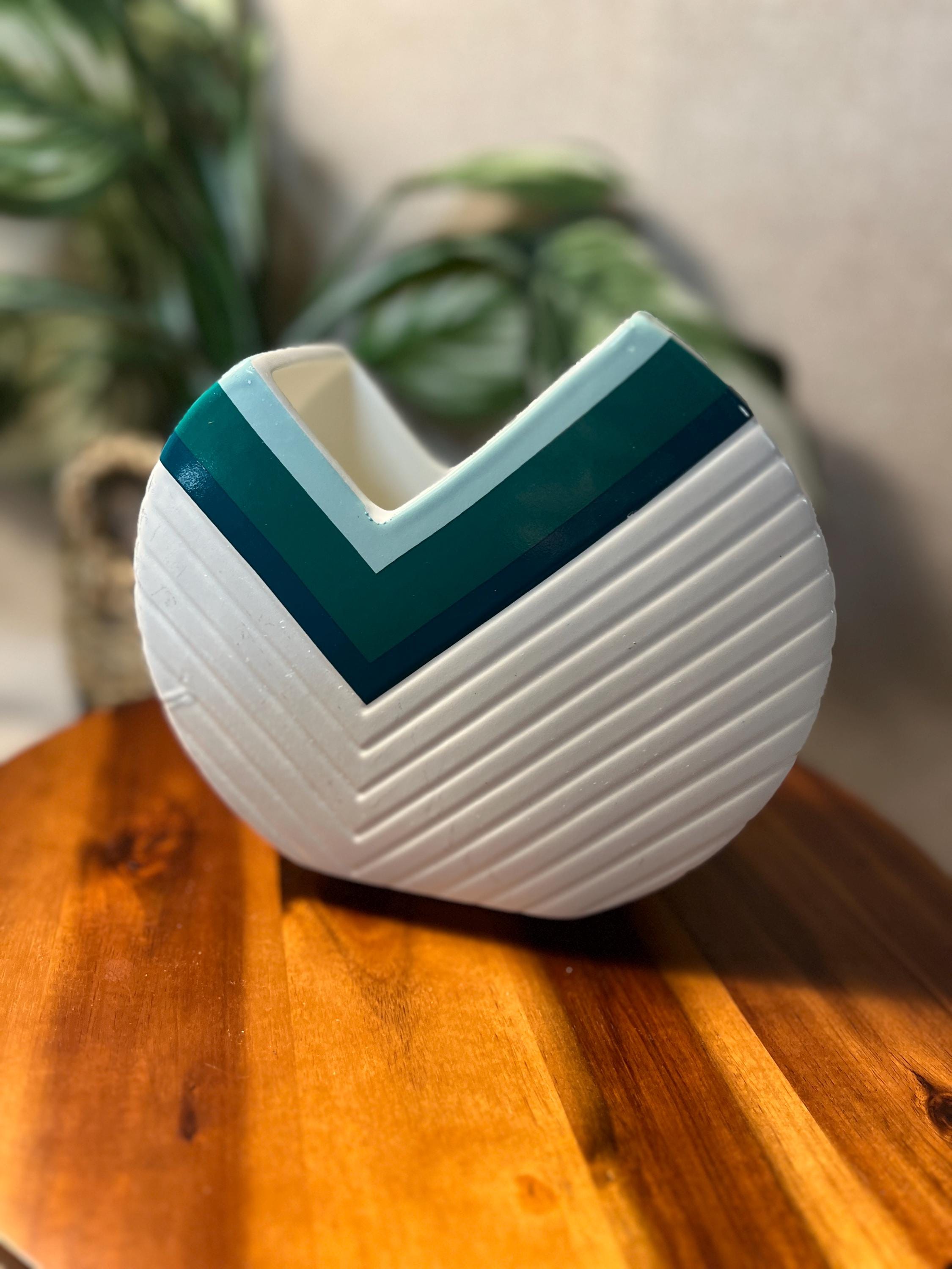 Jonathan Adler Now House Chroma Cut Circle Vase Green Teal Modern