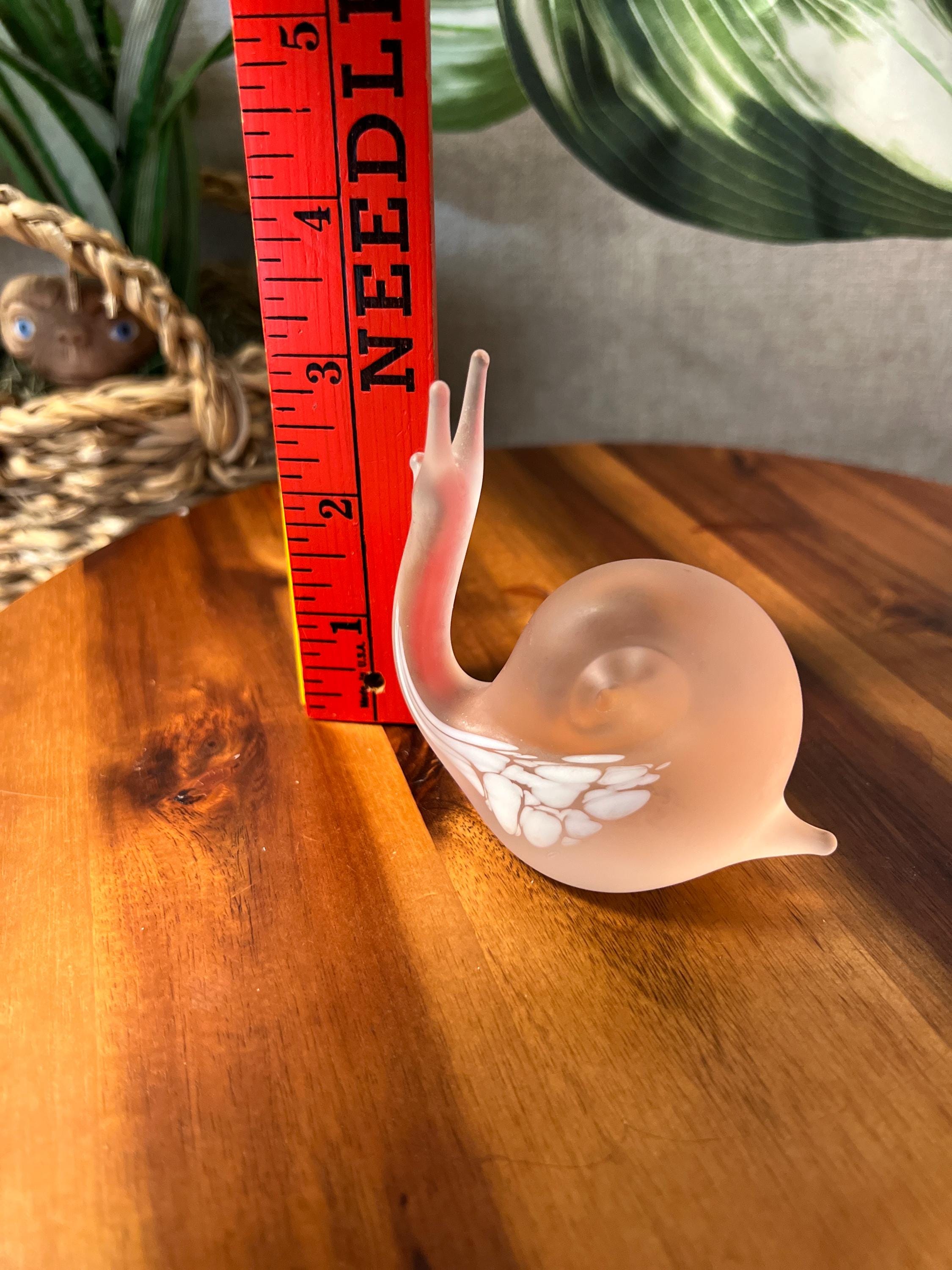 Vtg Murano Style Hand Blown Pink Mottled/White Art Glass Snail Paperweight
