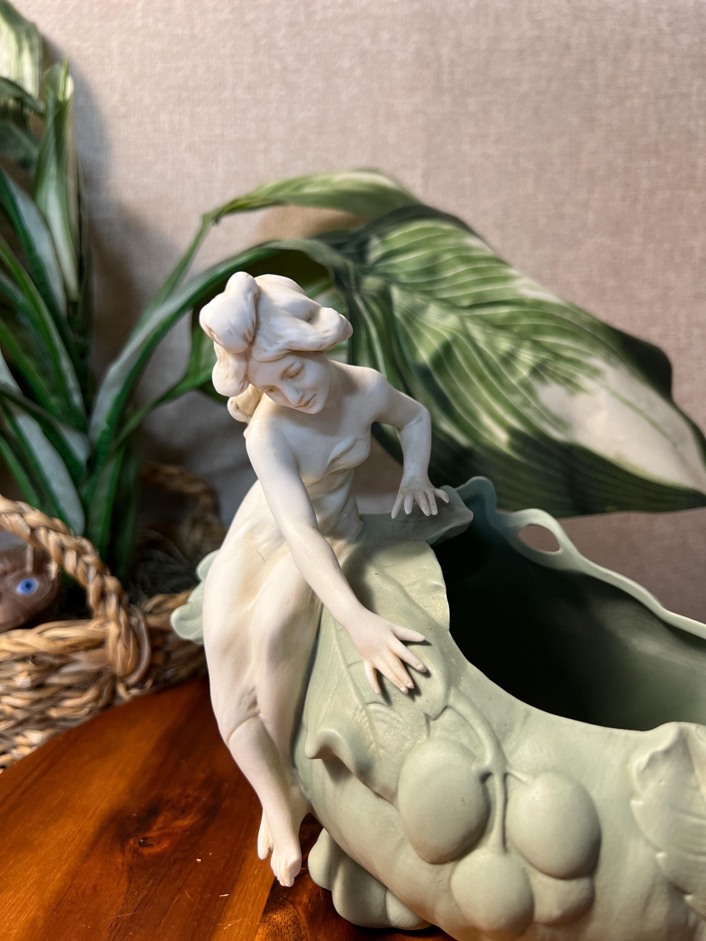 Antique Large Royal Dux Porcelain Figurine Girl Nymph Art