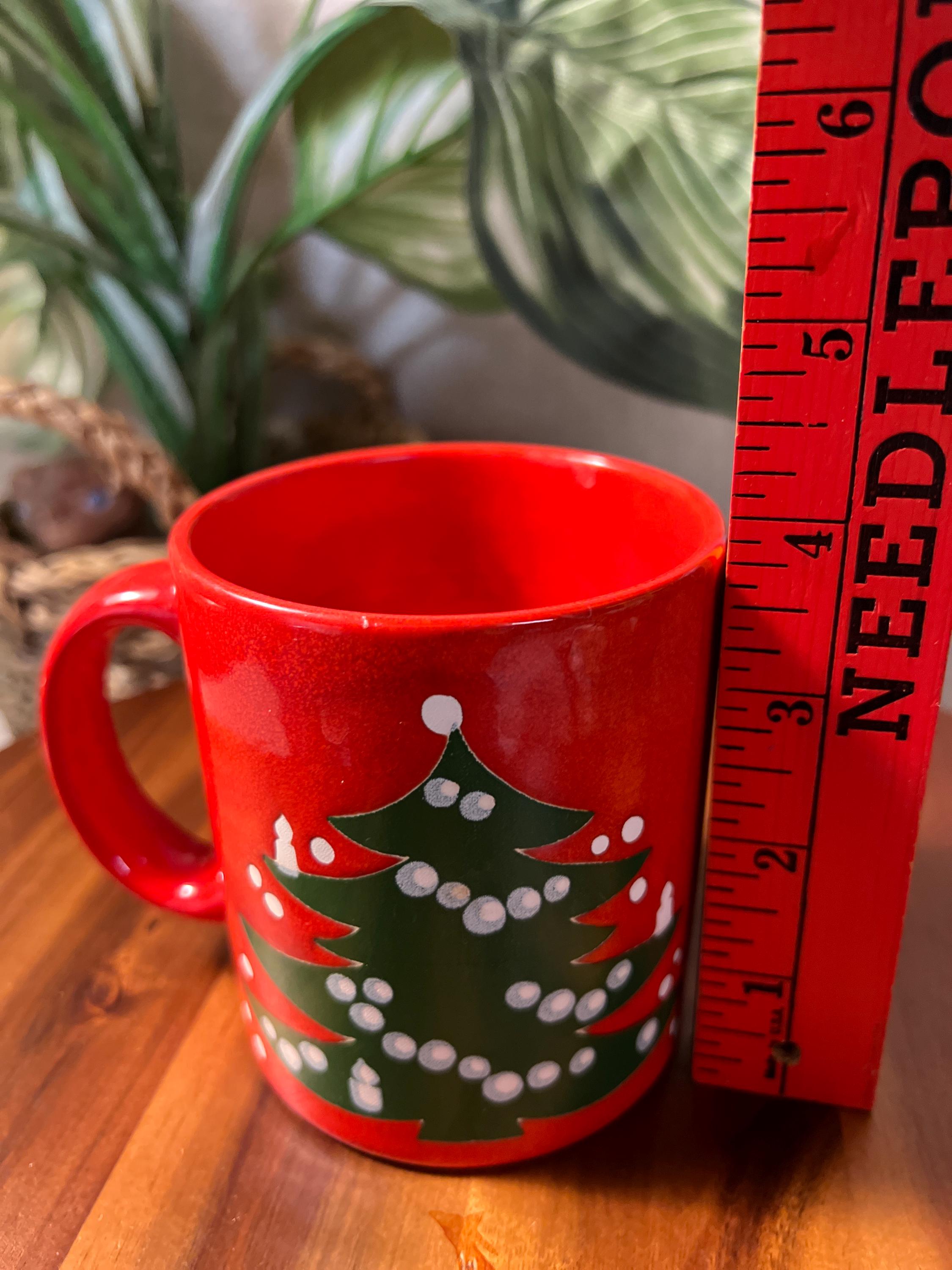 Vintage Waechtersbach Red Christmas Tree Coffee Cups /Mugs From WEST GERMANY