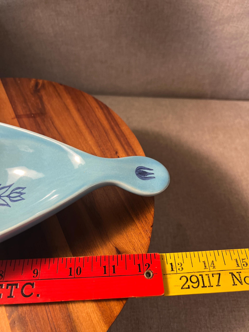 Cronin Blue Teardrop Tulip Divided Relish Dish MCM Vintage 1950s