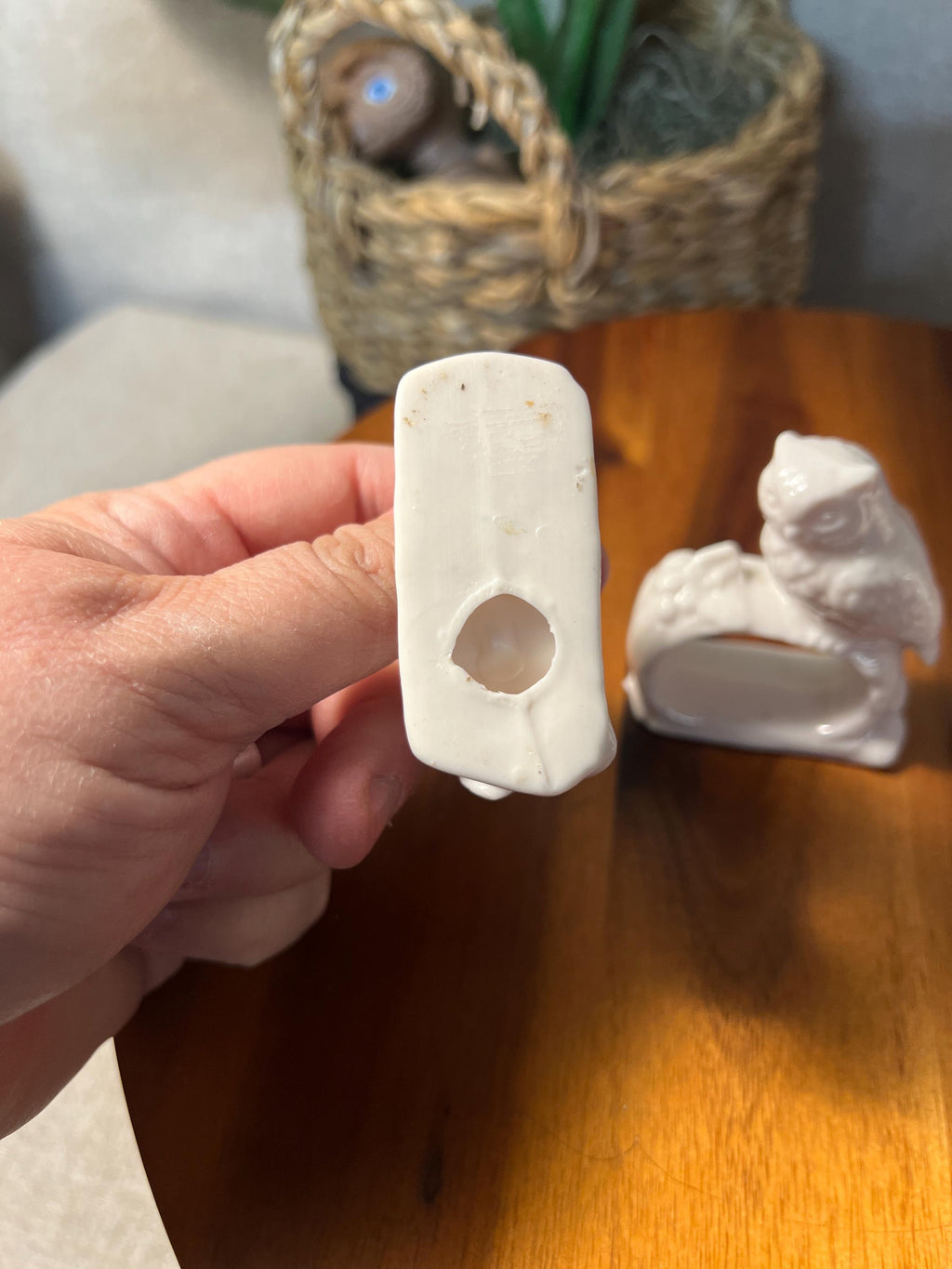 Vintage Ardalt Porcelain Owl Napkin Ring Holders 4 Pcs made In Japan White