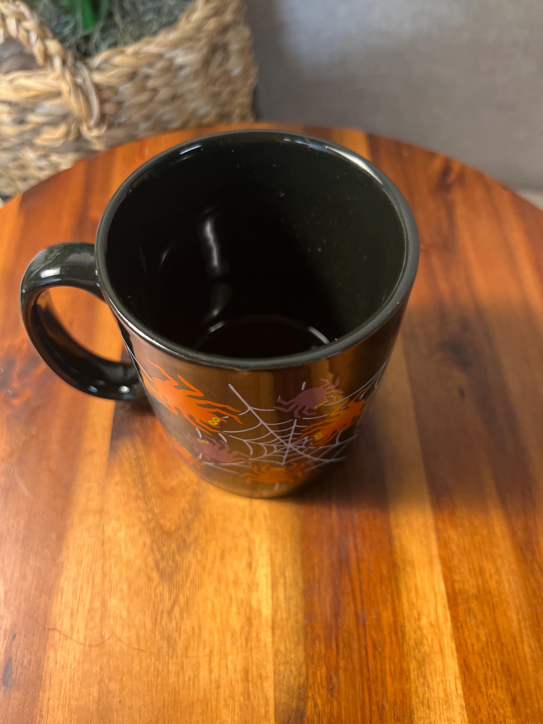Halloween themed mug with spiders